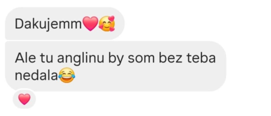 Screenshot of a text message conversation with affectionate words and emojis