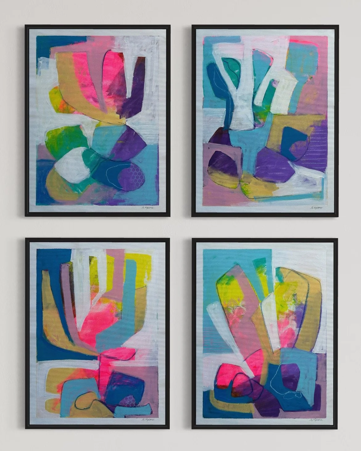 🔴 Carried by the Wind (61x46cm each) Mixed media on canvas