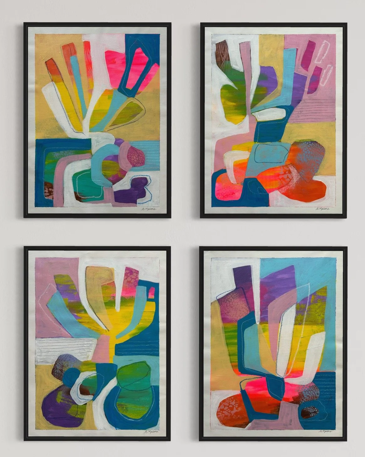 Secrets of the Reef (61x46cm each) Mixed media on canvas