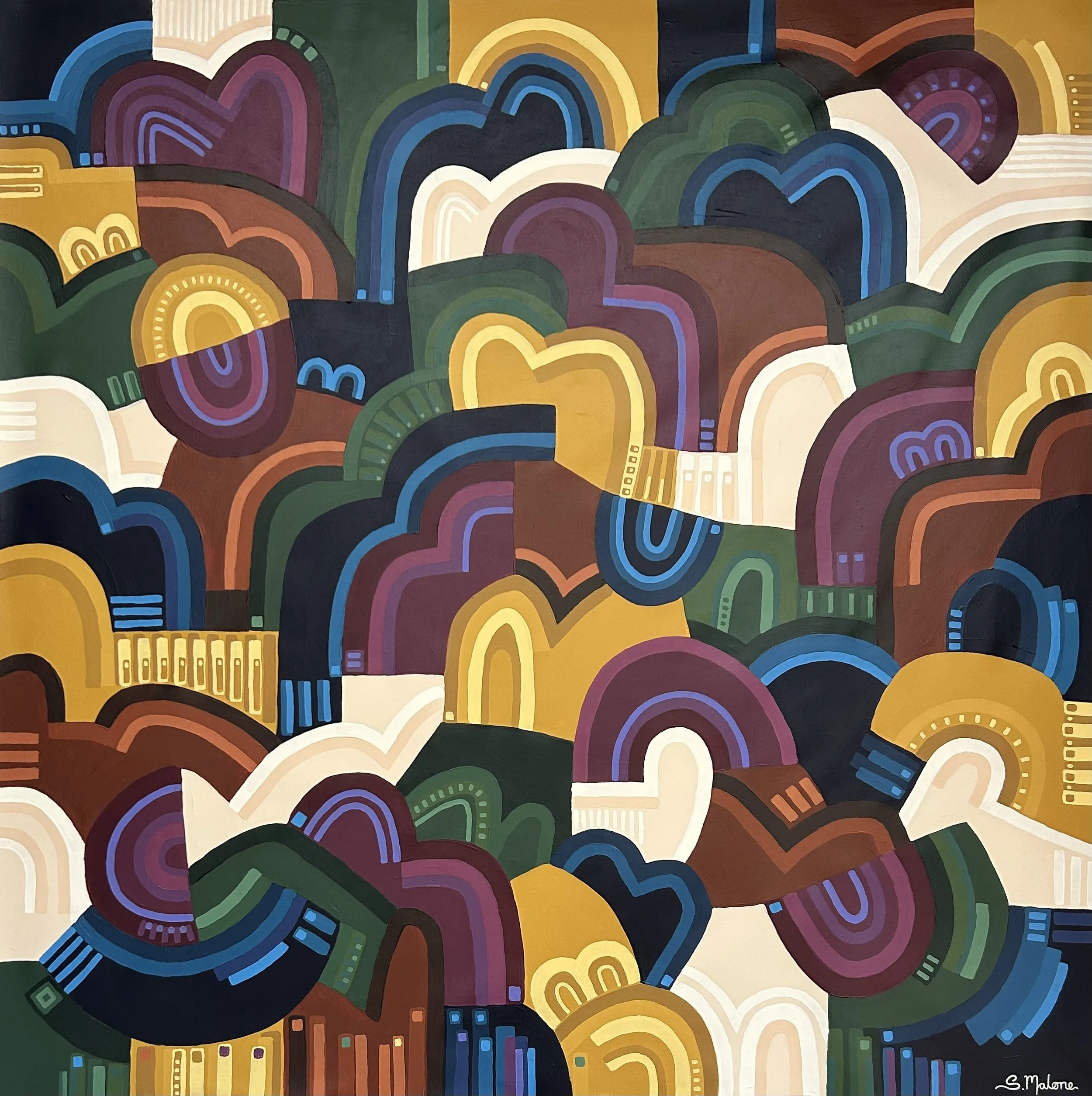 Happy Hills in Full Bloom (120x120cm) Acrylic on canvas