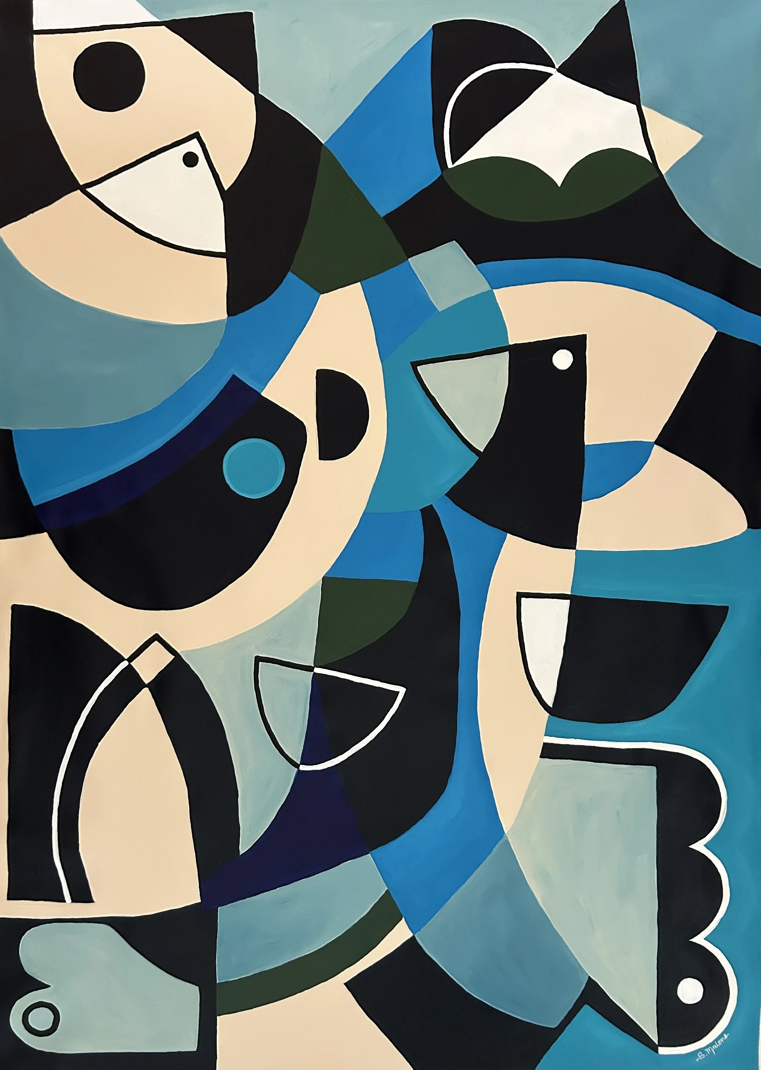 A Penguin Walks into a Bar (130x94cm) Acrylic on canvas
