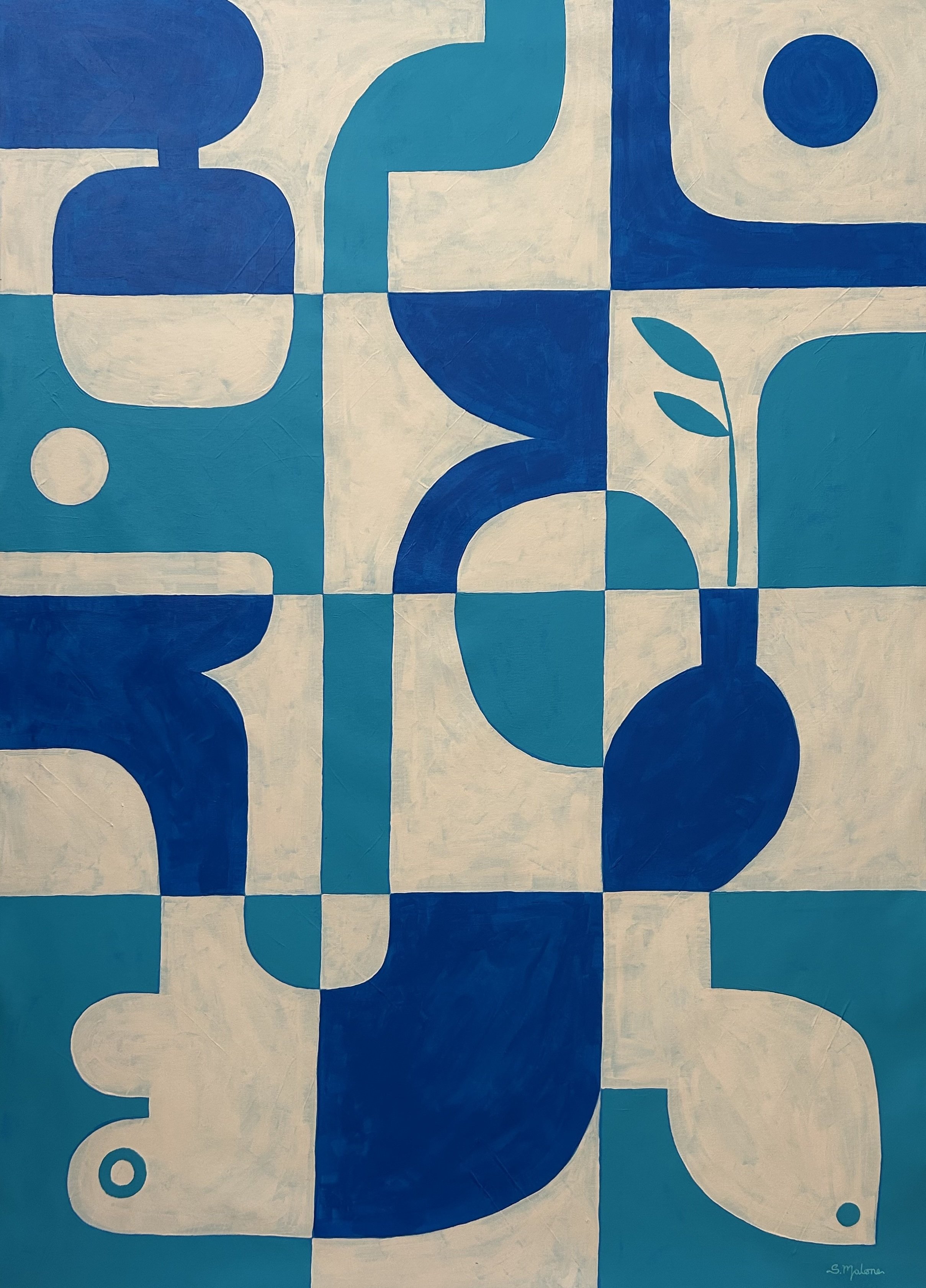 🔴 Between the Blue (129x94cm) Acrylic on canvas