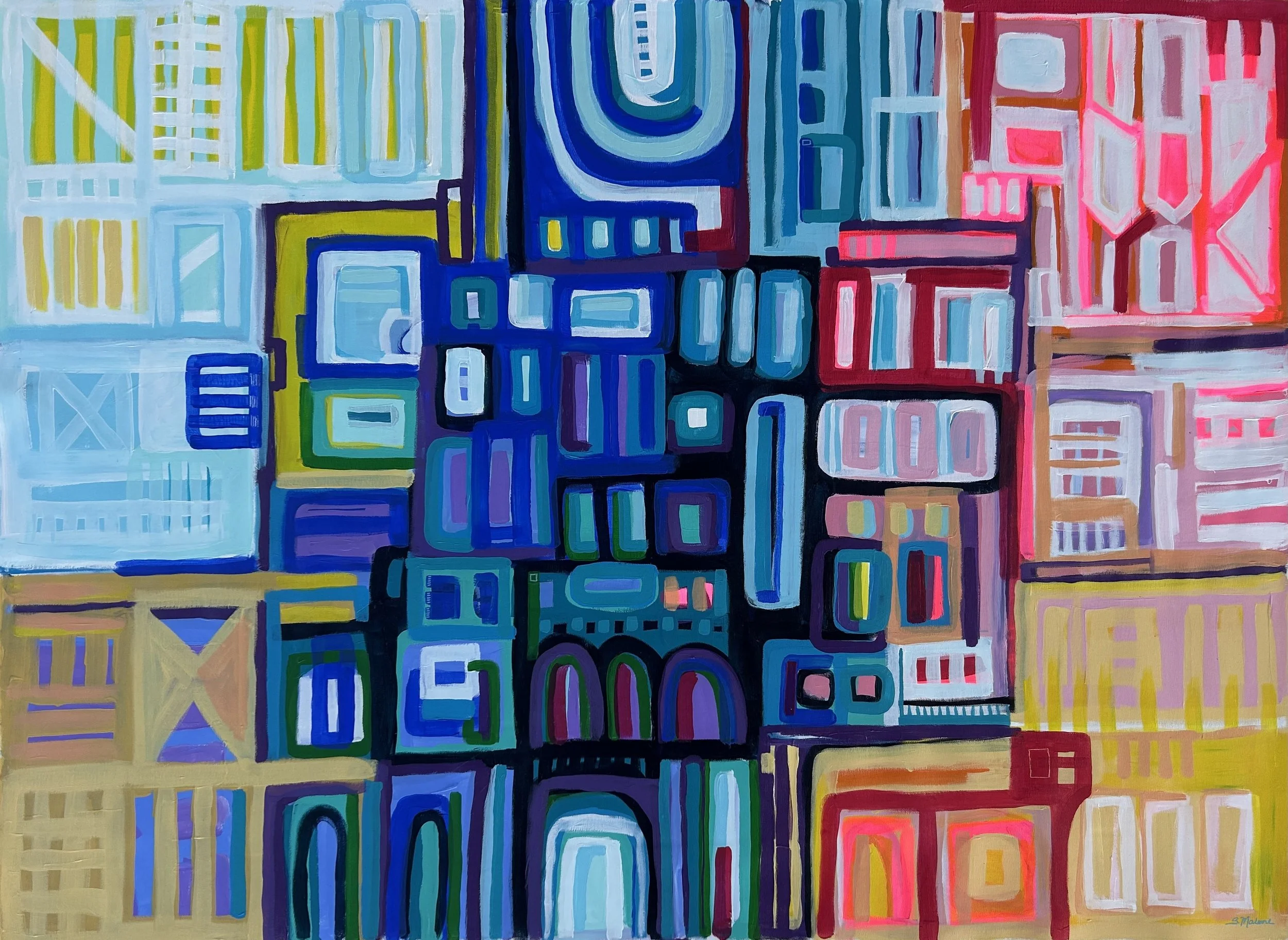🔴 Playful Windows (130x94cm) Acrylic on canvas
