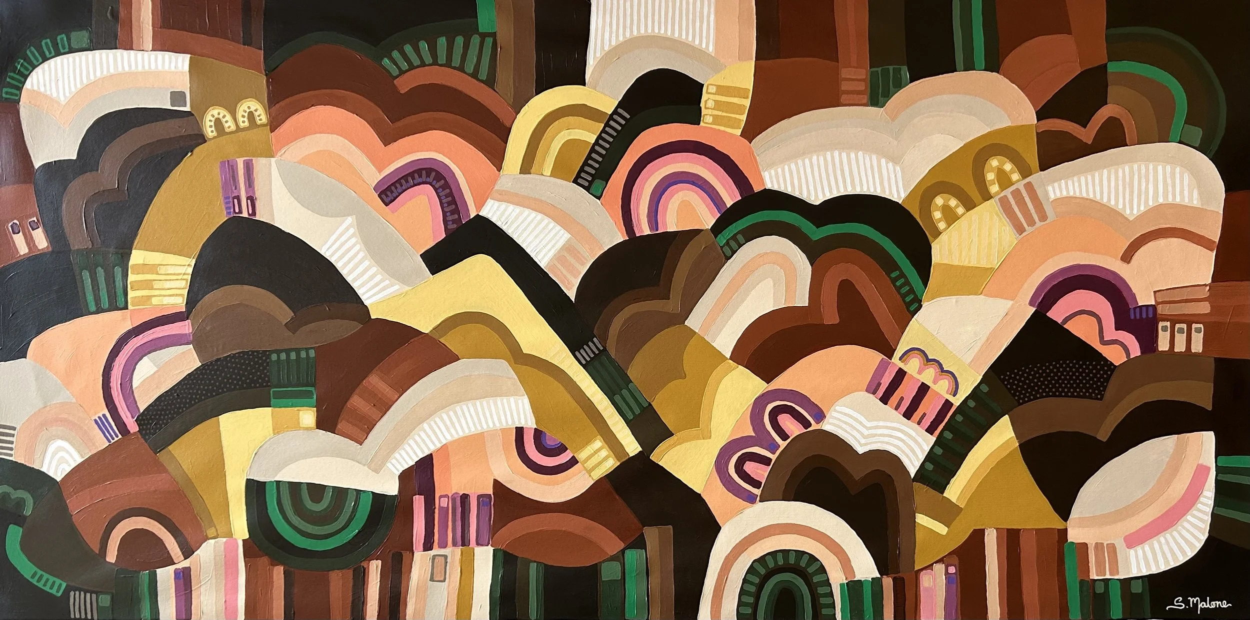 🔴 Wandering Through the Happy Hills (160x79cm) Acrylic on canvas