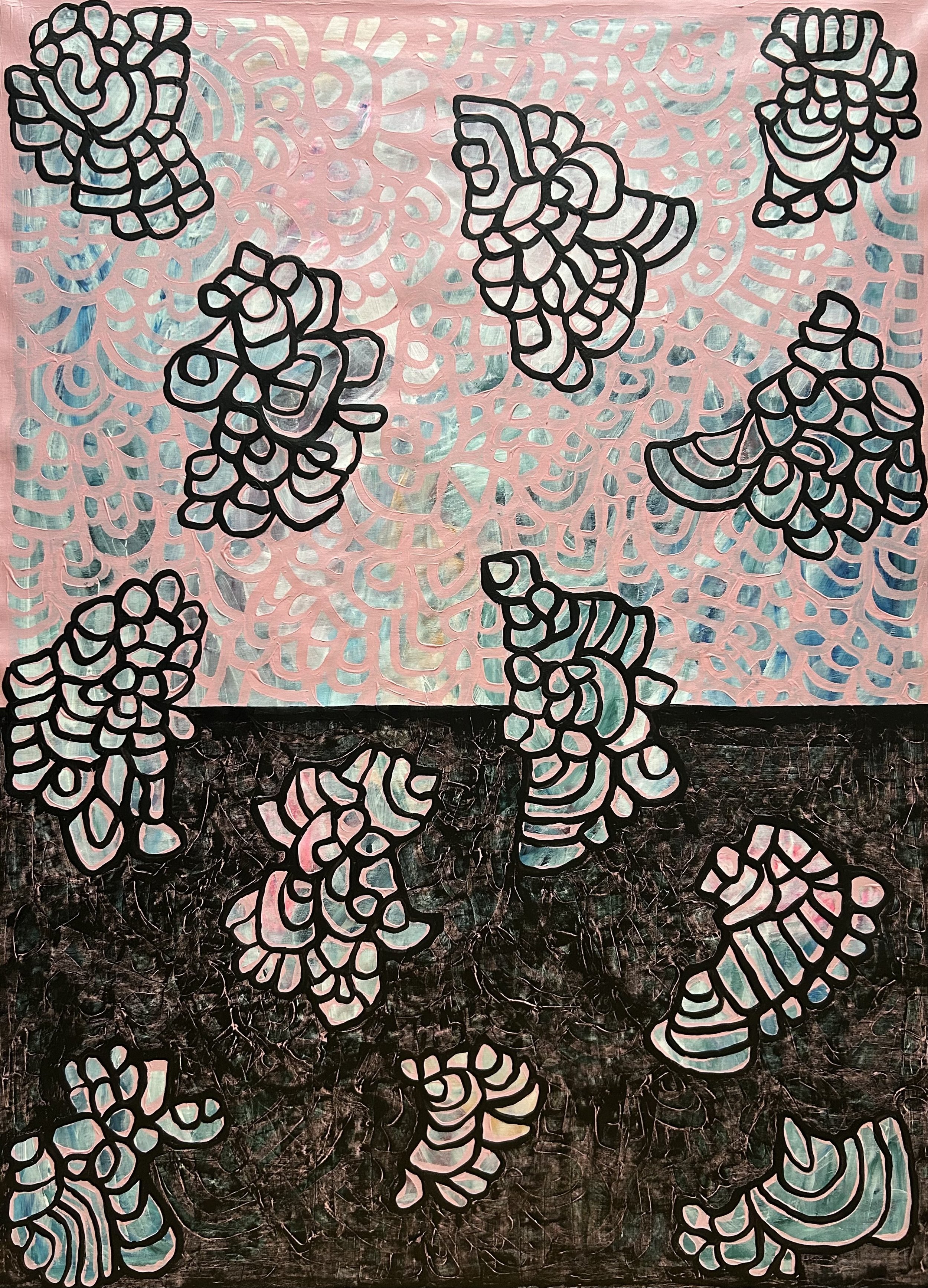 Between Coral and Butterflies (129x94cm) Acrylic on canvas