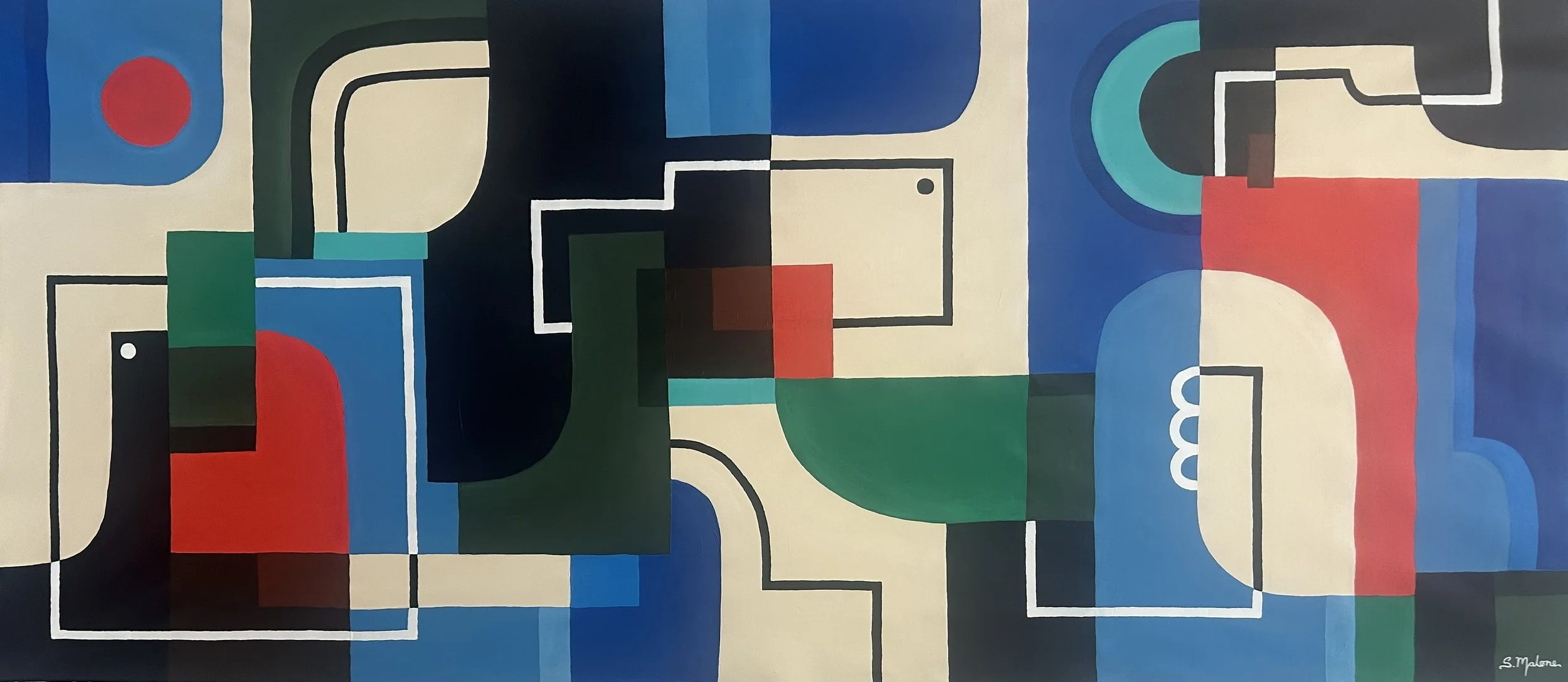 Geometric Dreamscape (200x88cm) Acrylic om canvas