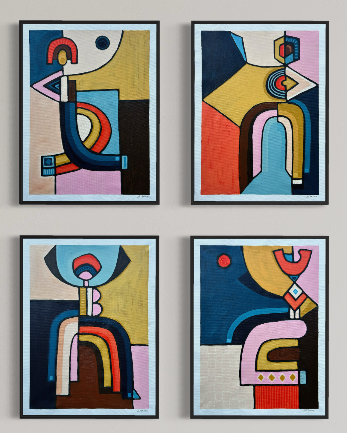 🔴 The Four Dancers (61x46cm each) Acrylic on canvas