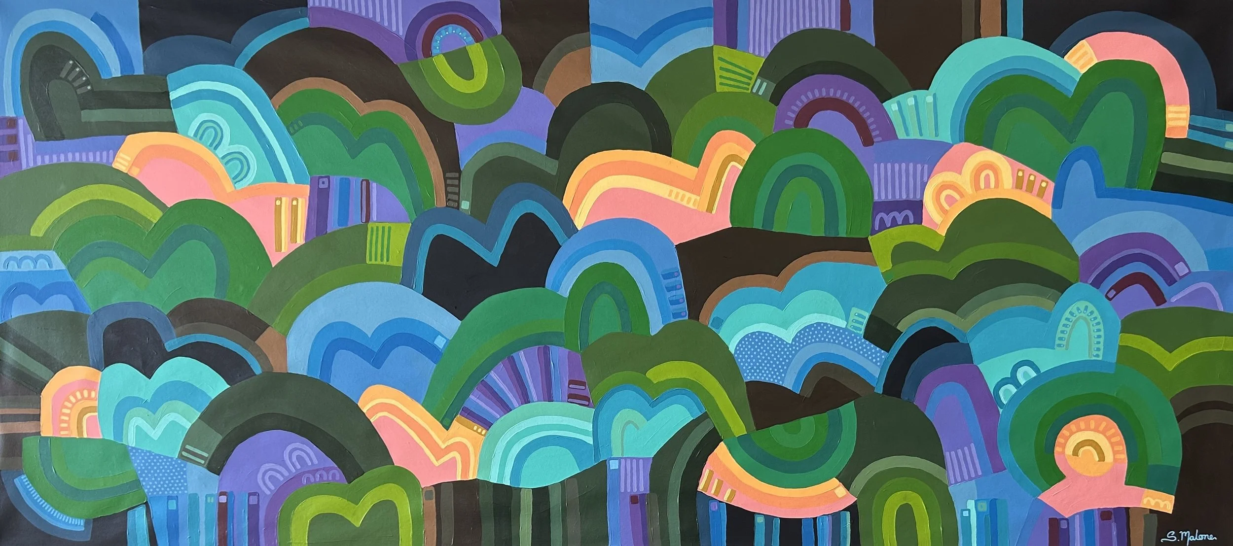 Where the Happy Hills Glow (180x80cm) Acrylic on canvas