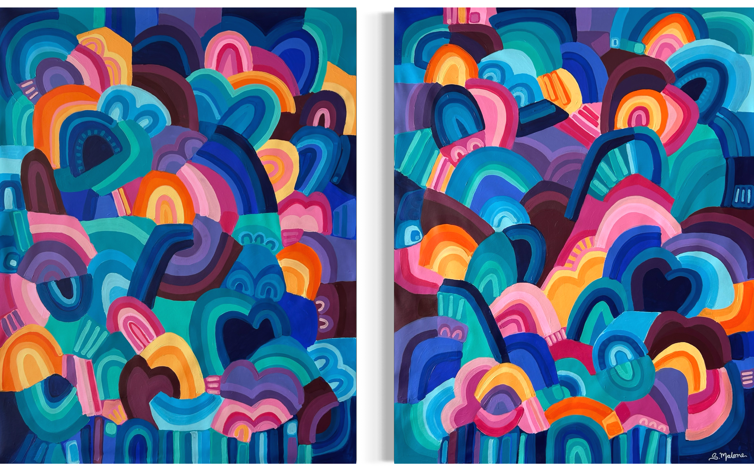 Happy Hills, Twice the Joy (190x120cm) Acrylic on canvas