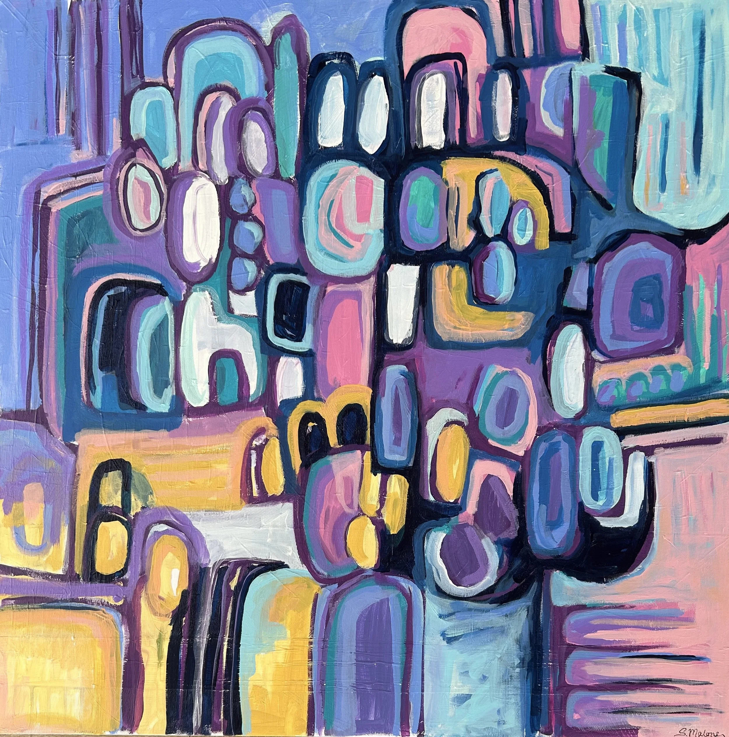 Caves of the Imagination (80x80cm) Acrylic on canvas