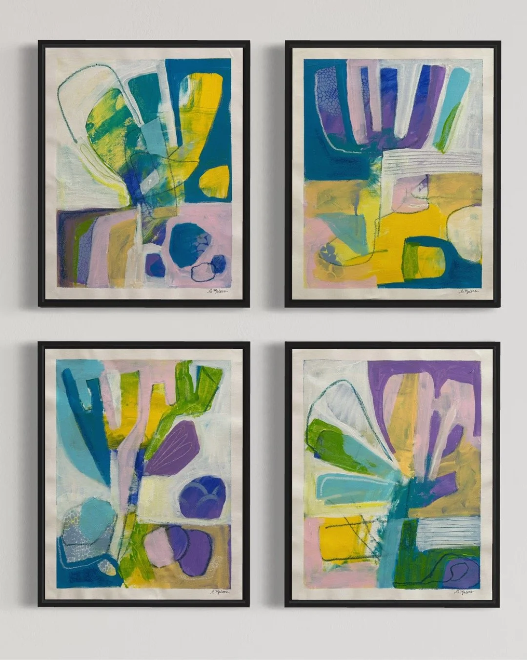 Soft Currents (51x41cm each) Mixed media on canvas