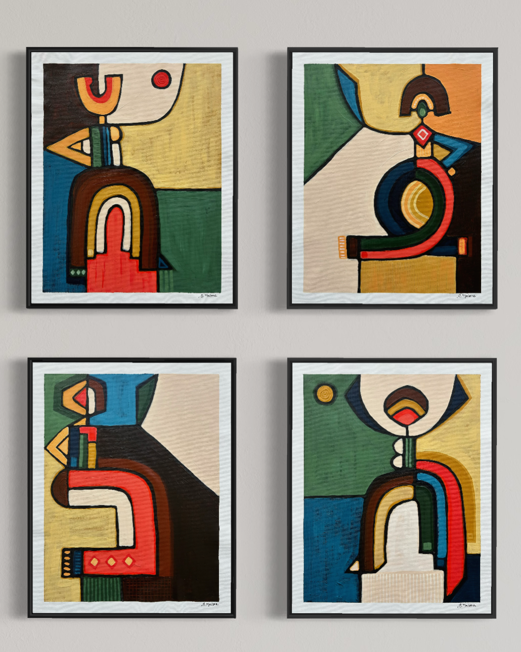 Dancing to the Rhythm (51x40cm each) Acrylic on canvas