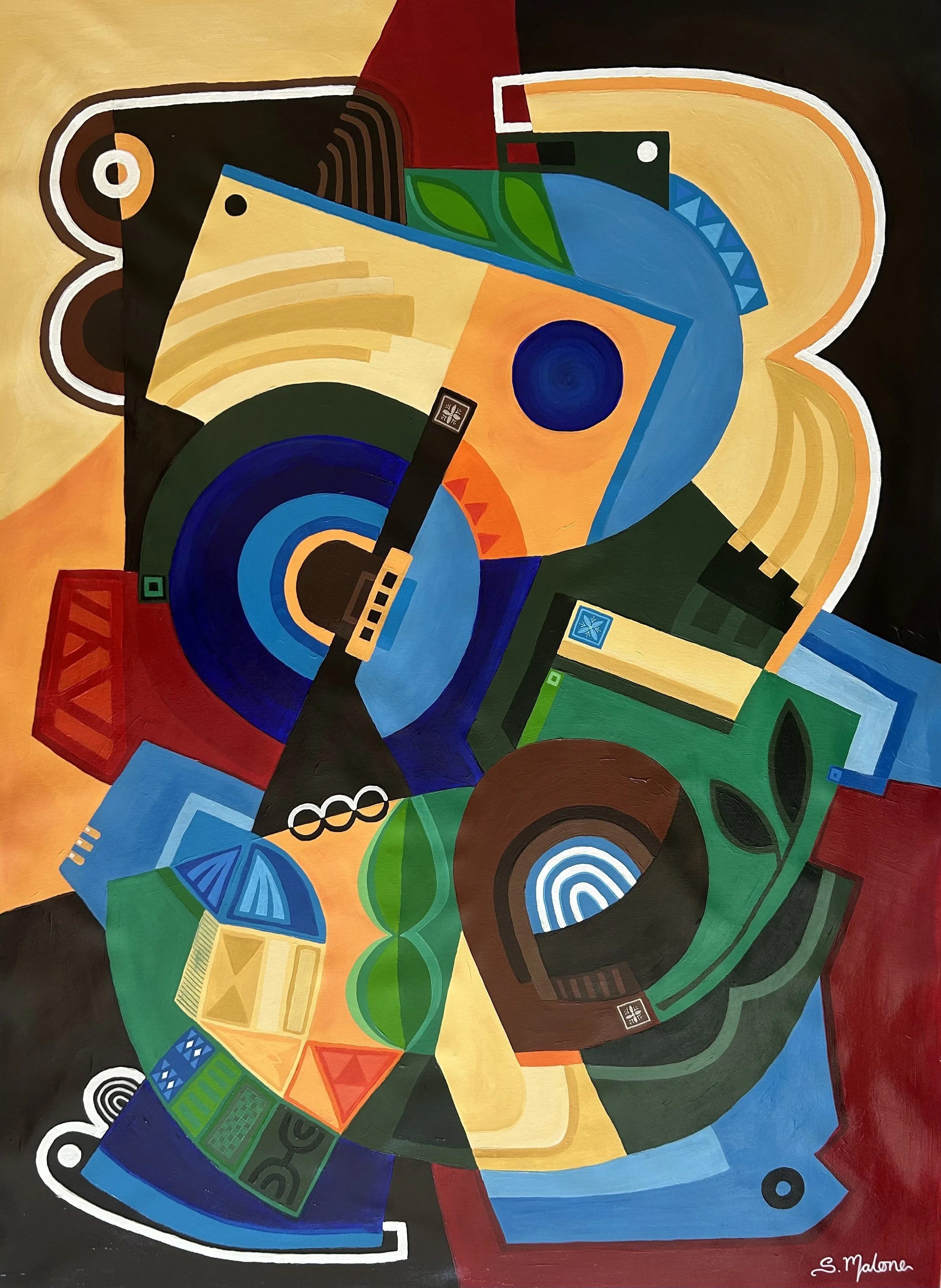 Conversations Between Shapes (130x94cm) Acrylic on canvas