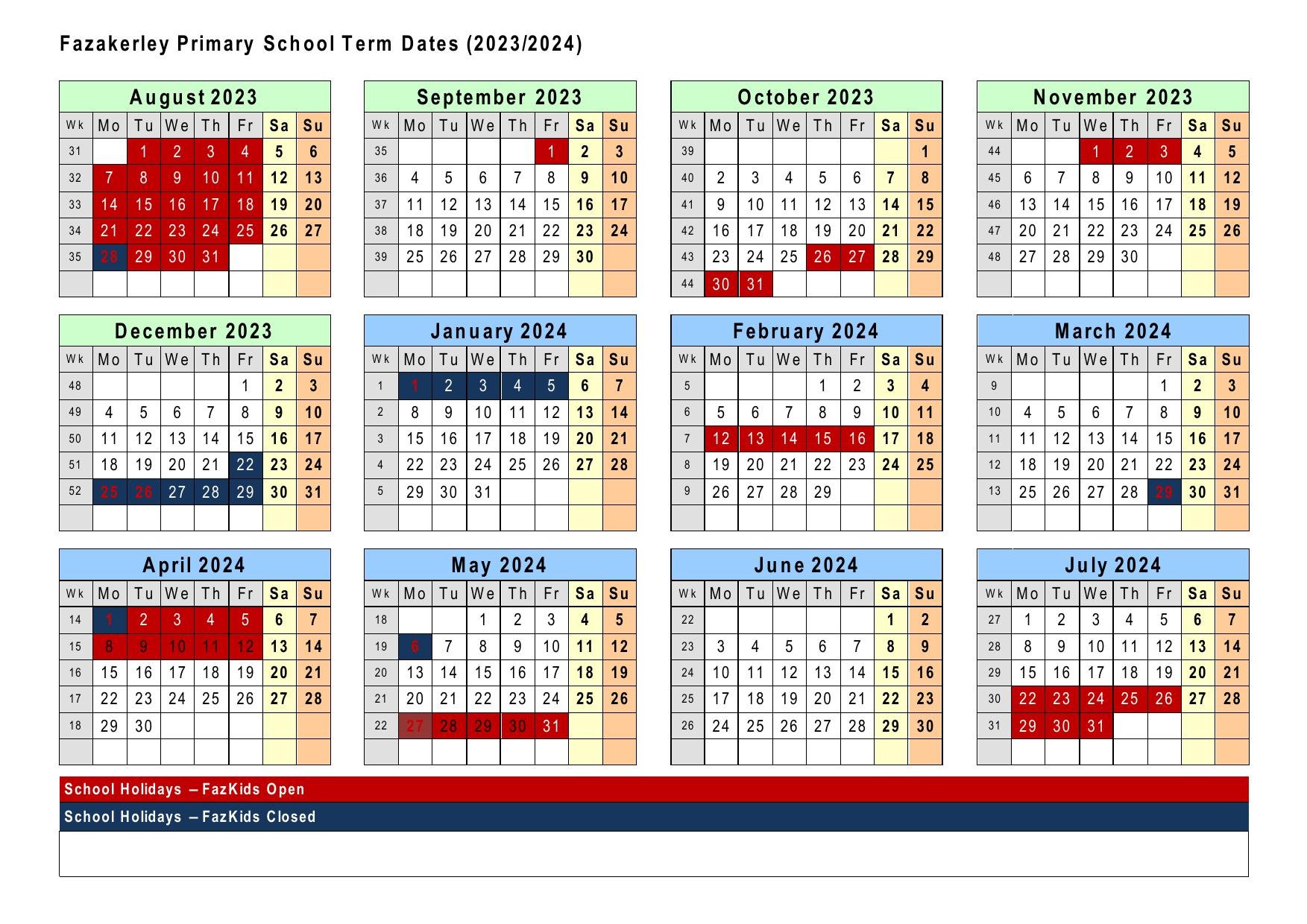 Term Dates — Fazakerley Primary School