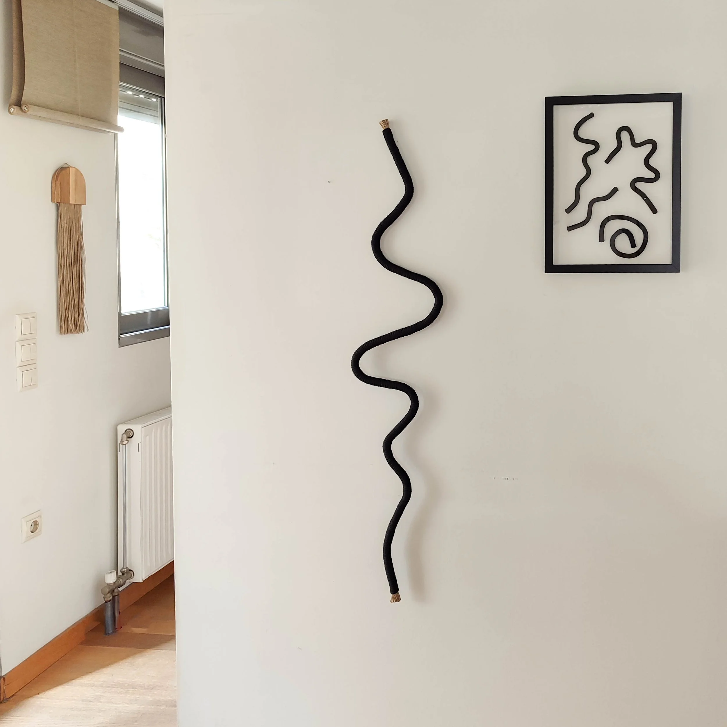 The line: Long Wall art sculpture, Minimalist Rope Art