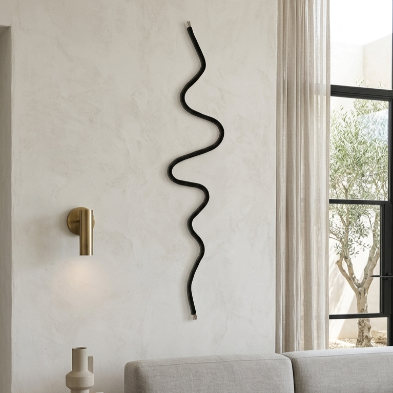 The line: Long Wall art sculpture, Minimalist Rope Art
