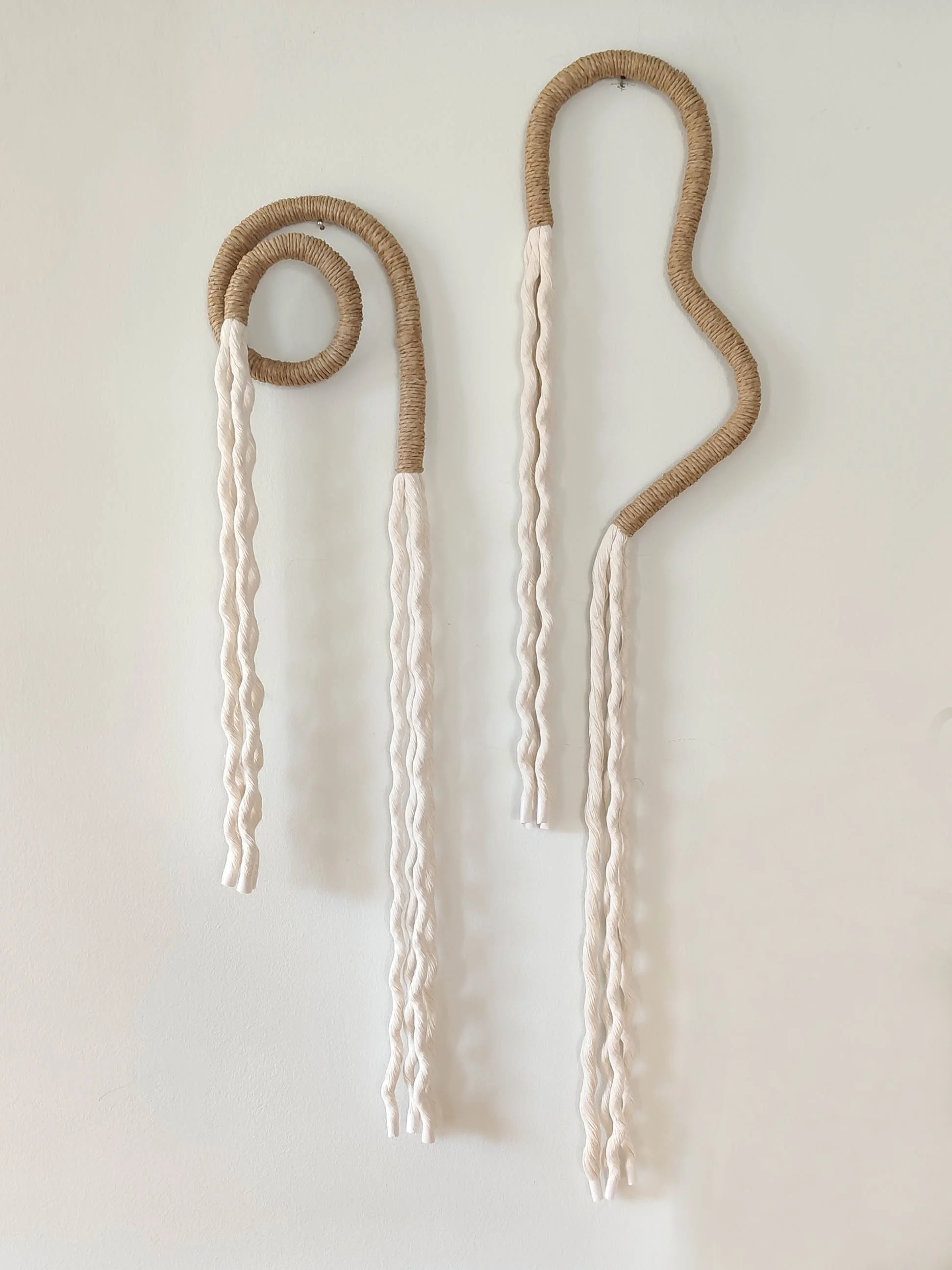 Set of 2 Rope wall art in abstract curve and spiral shape