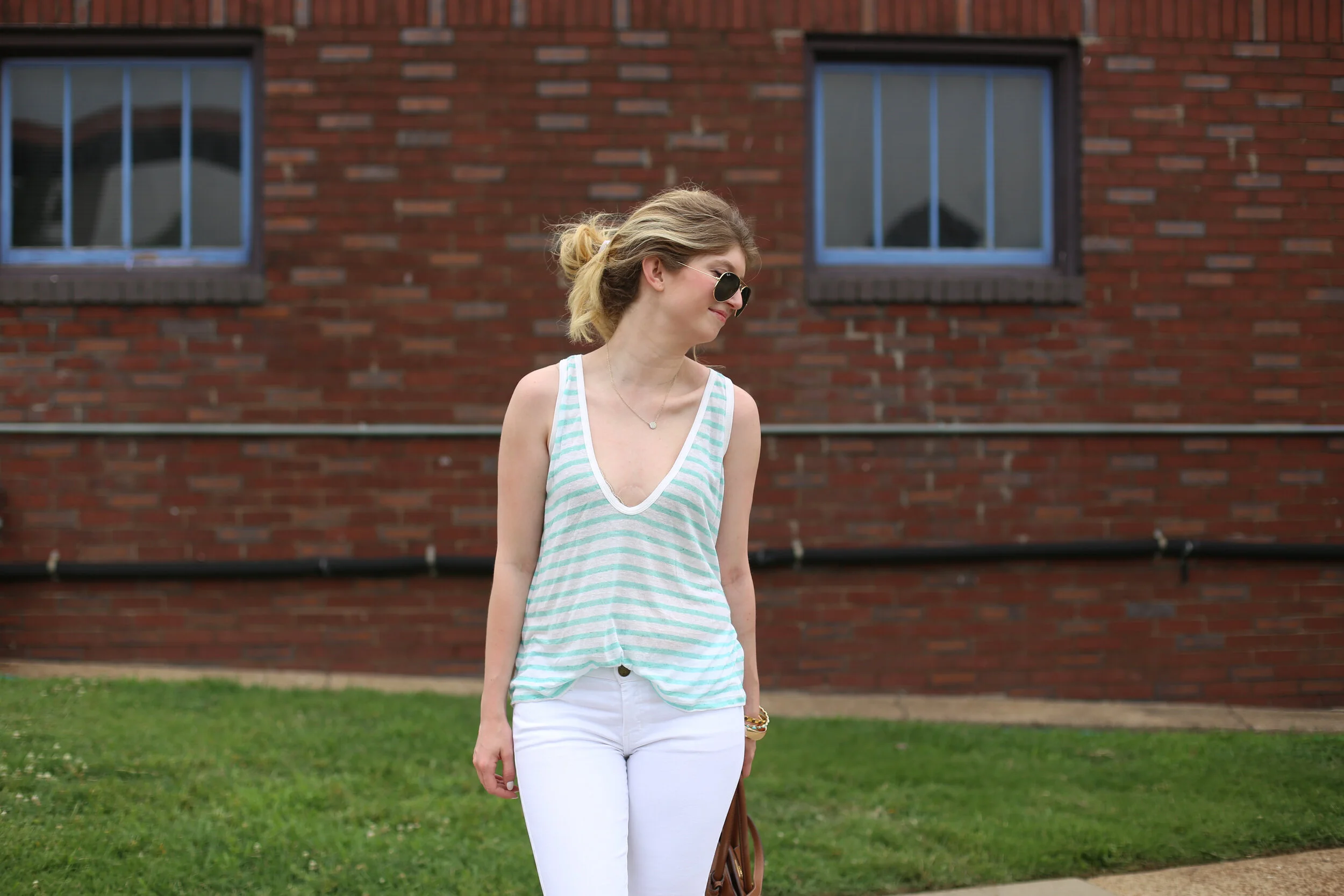 outfit: aqua stripes
