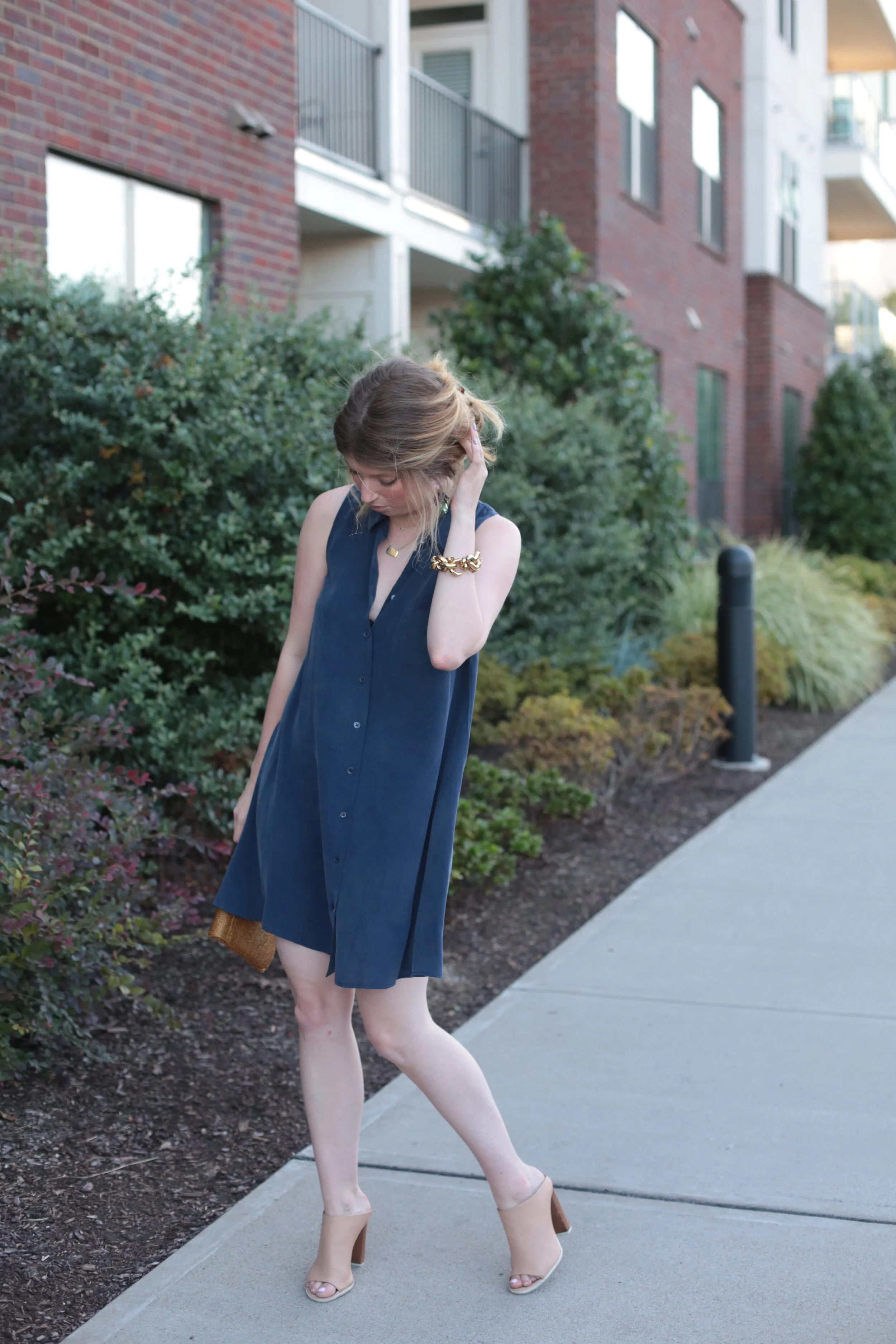 outfit: silk shirt dress