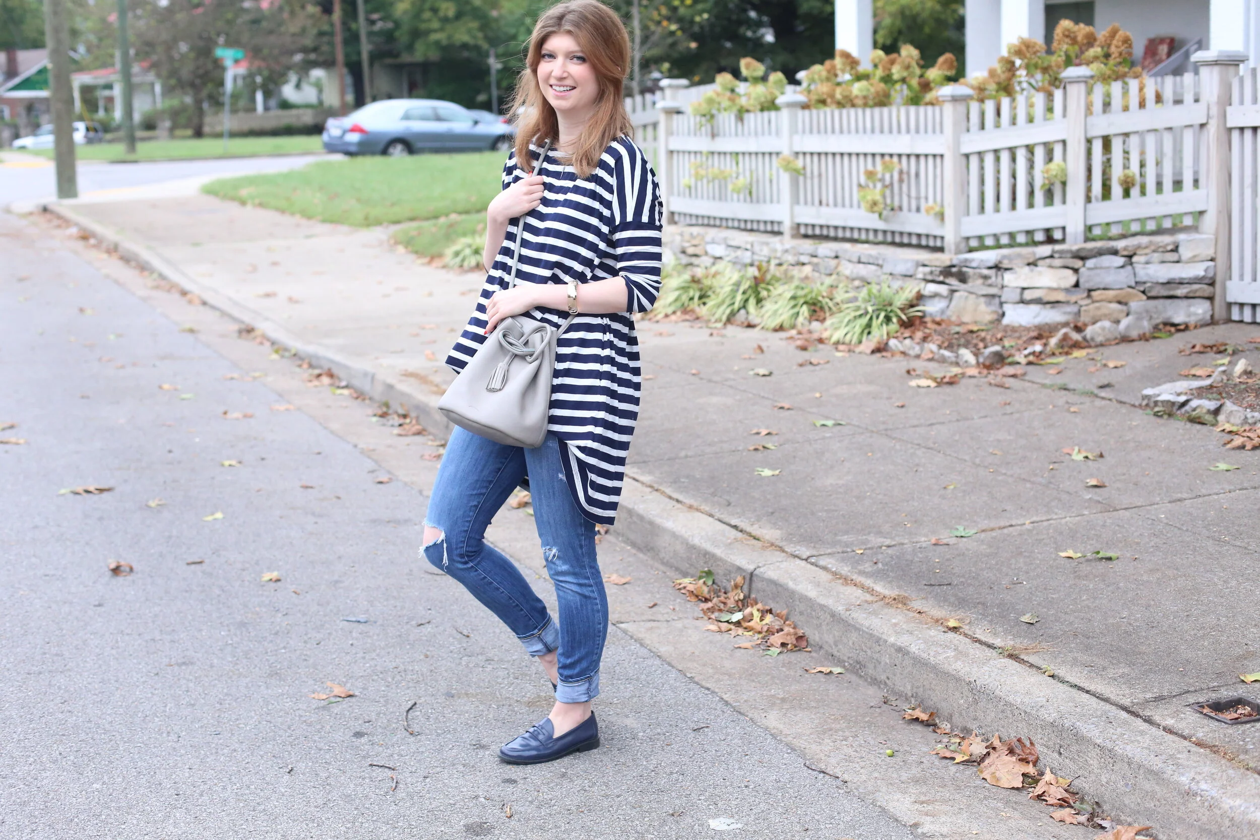 outfit: Dress over jeans