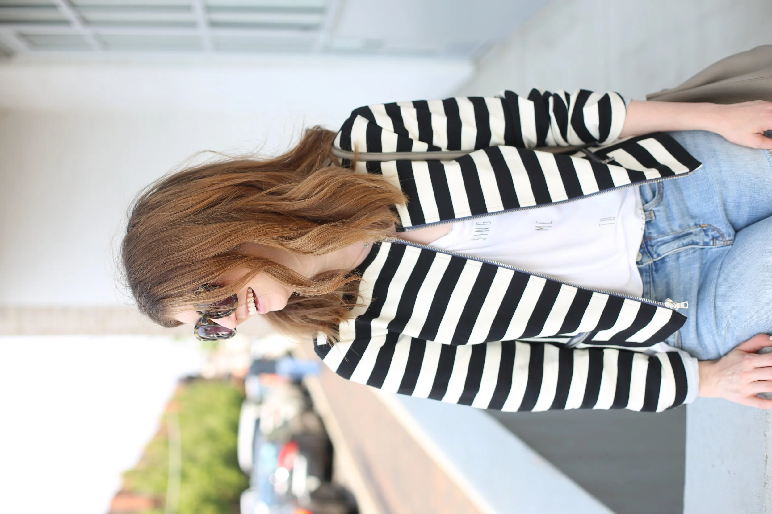 outfit: striped jacket