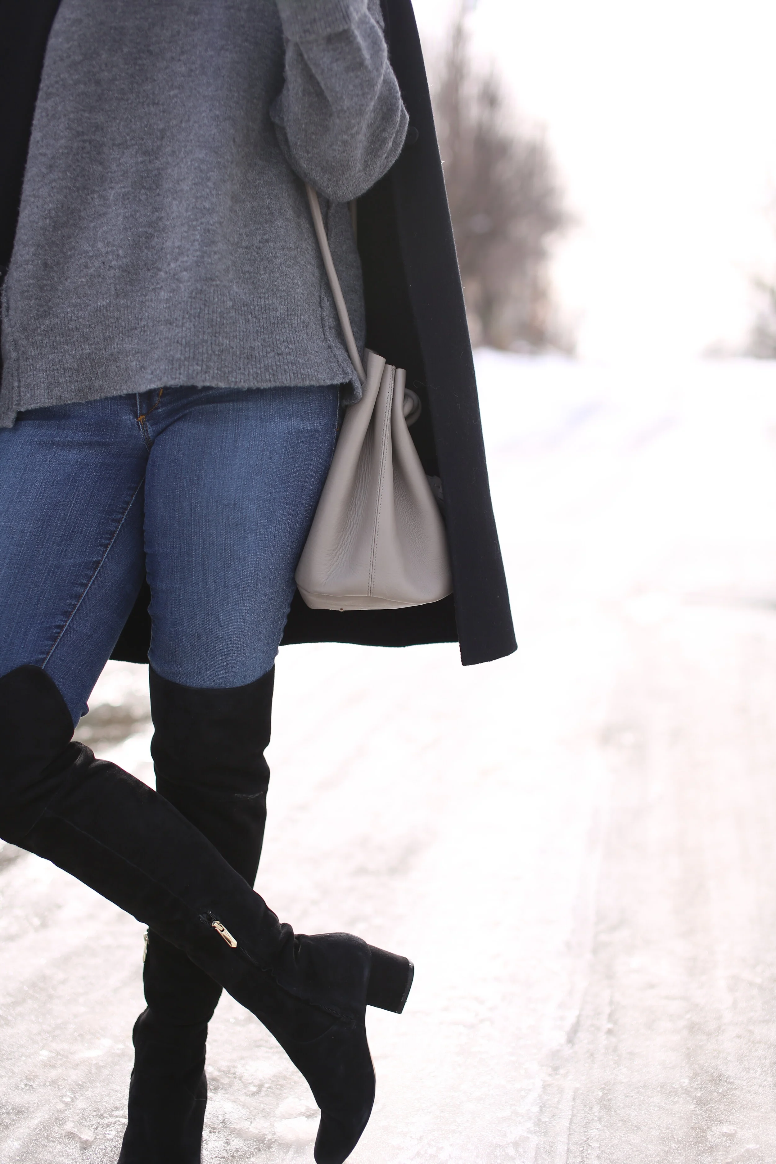 outfit: denim and over the knee boots
