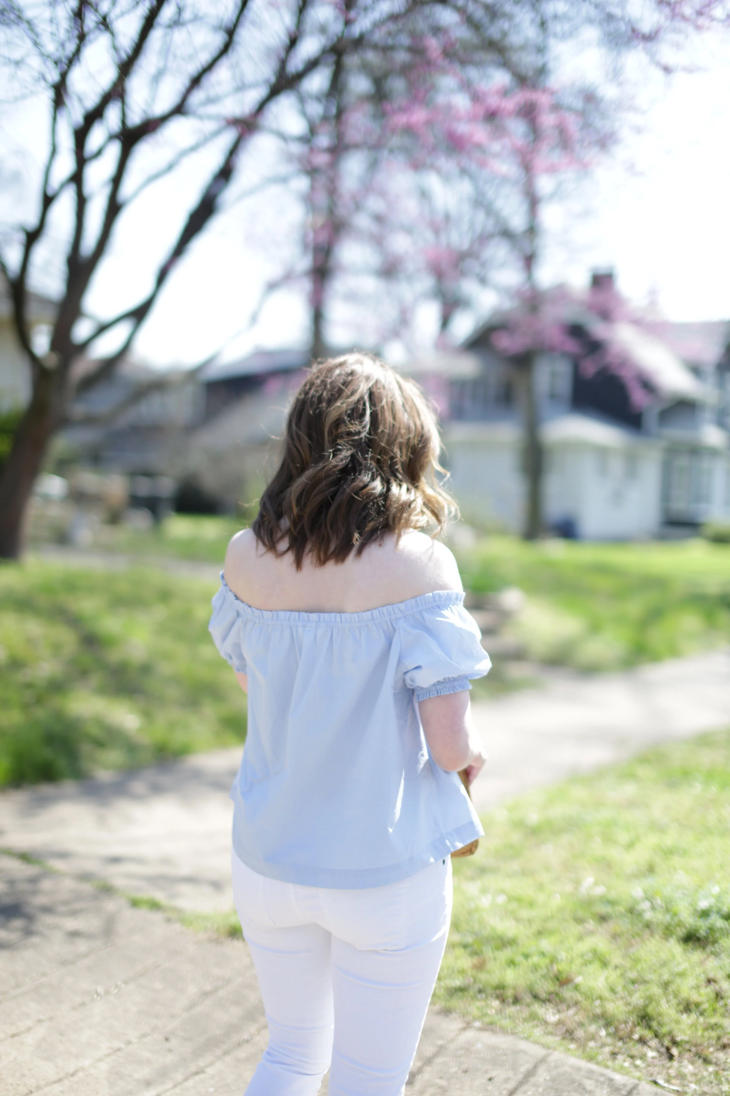 outfit: blue and white