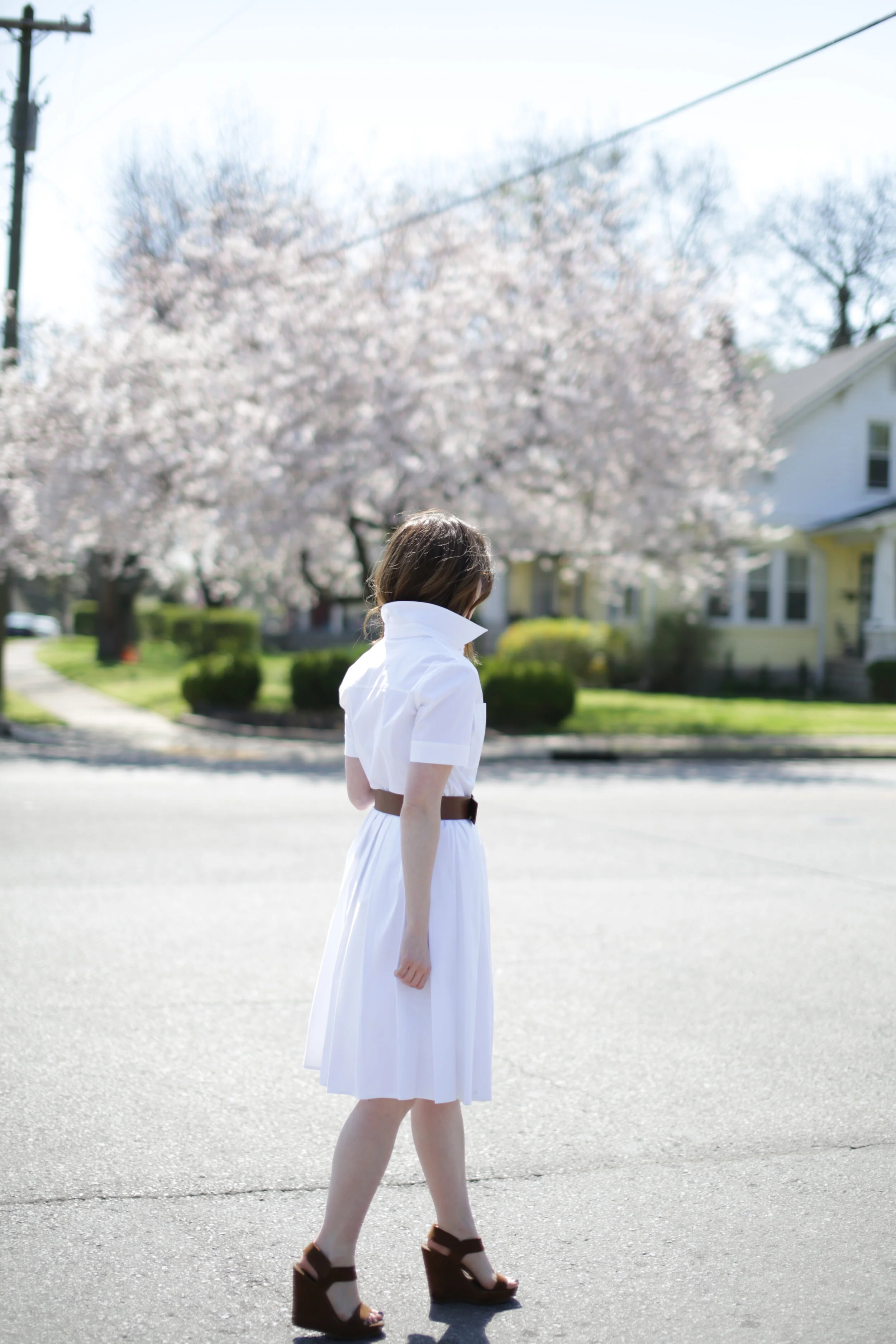 outfit: pleated shirt dress