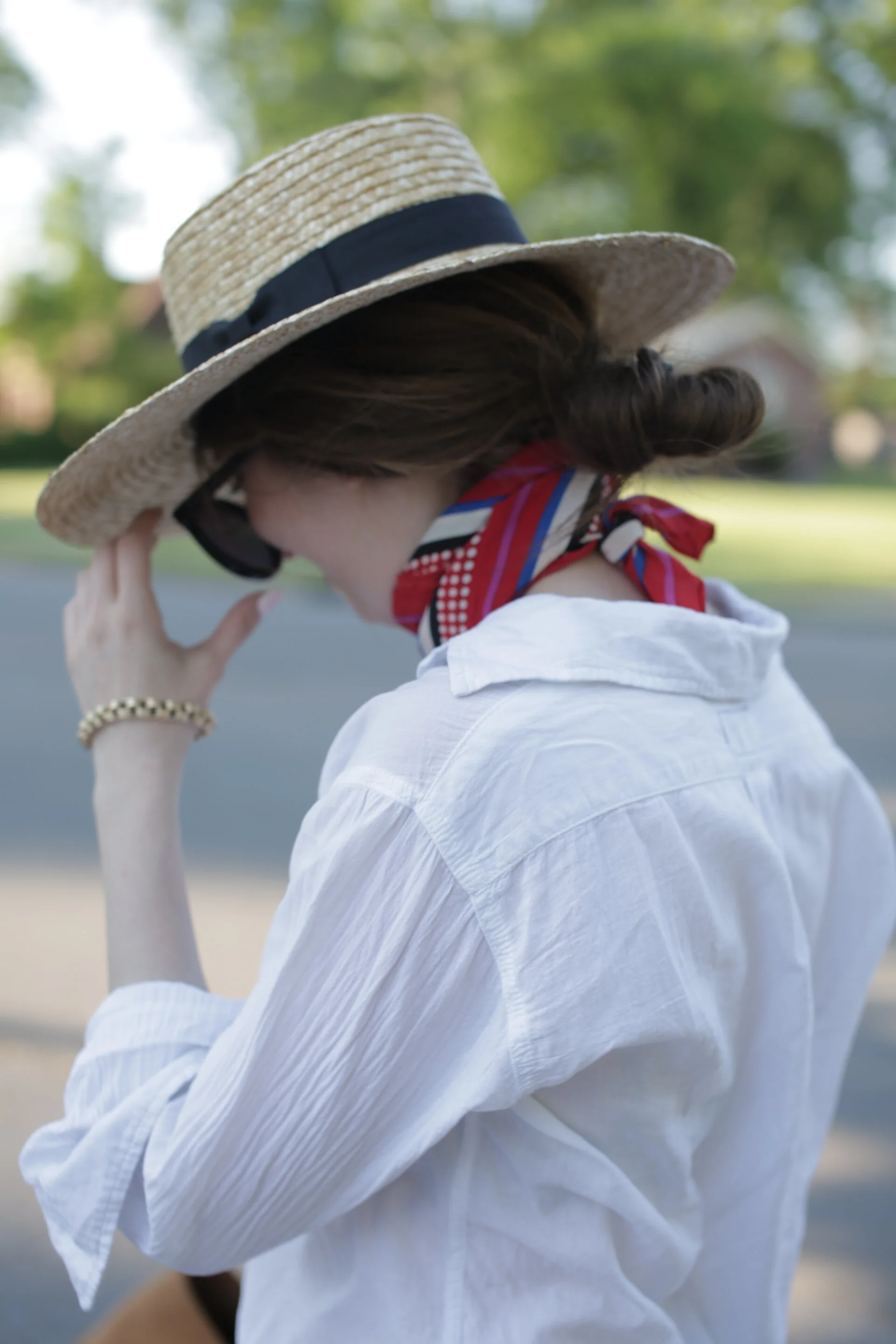 outfit: cut offs and straw hat