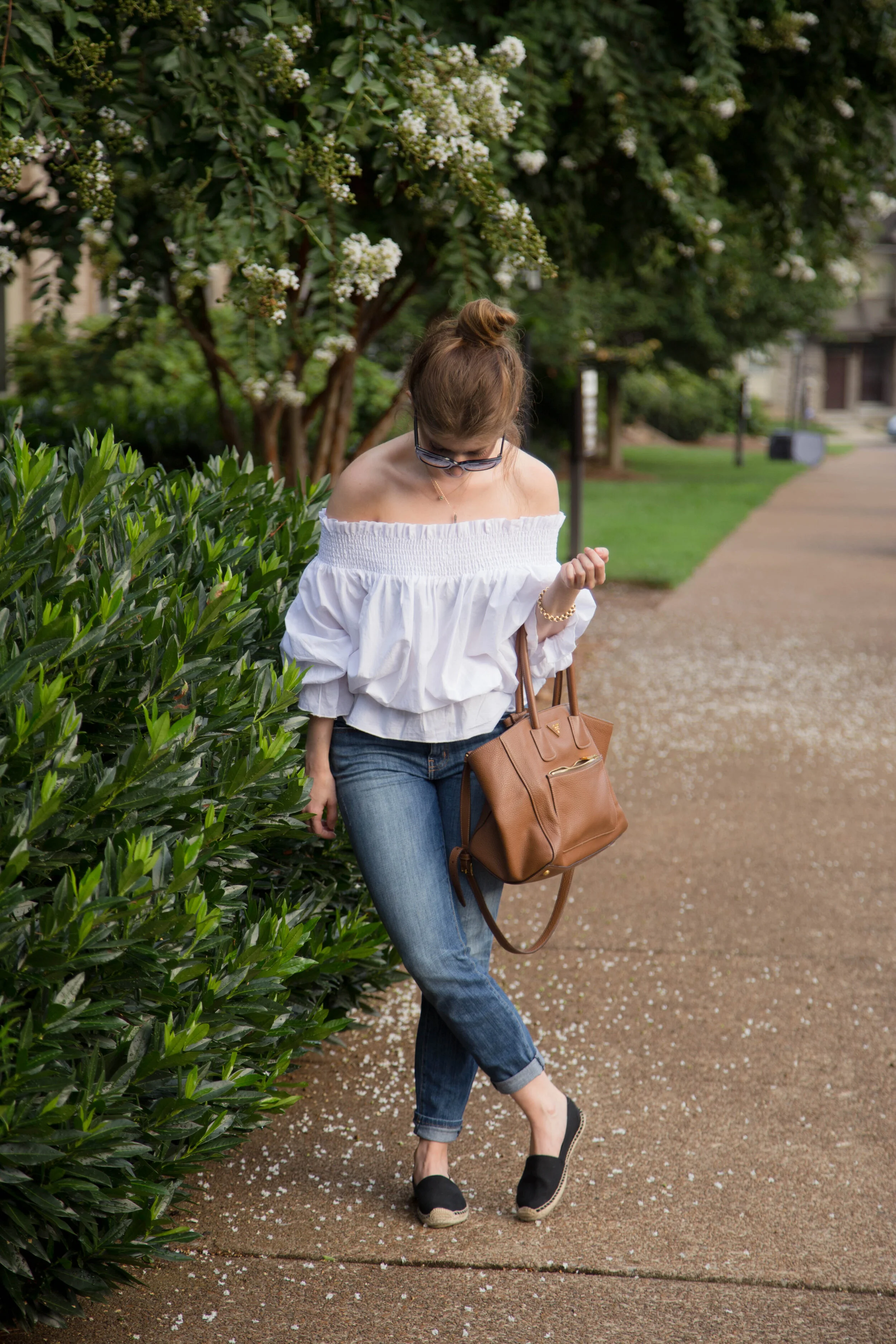 outfit: White off the shoulder