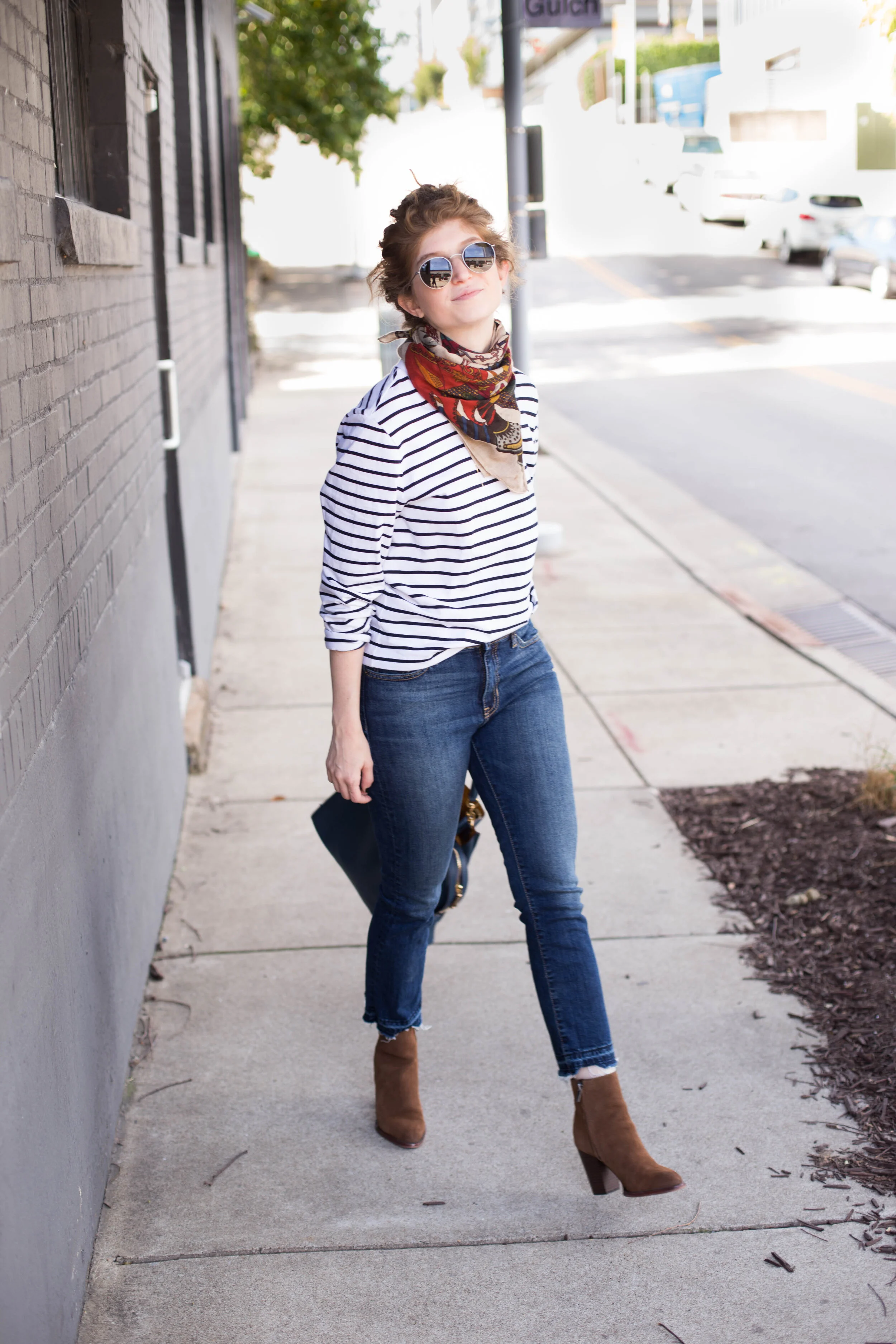 outfit: Stripes & neck scarf