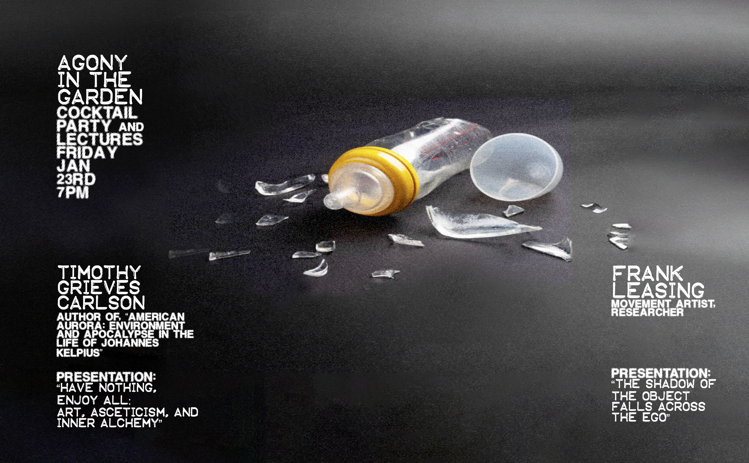 Agony in the Garden Cocktail Party and Lectures 