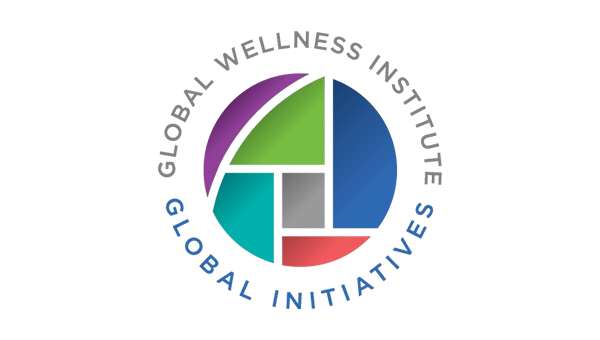 Circular logo with the words 'Global Wellness Initiative' around the perimeter, and a color-blocked circle divided into six segments in purple, green, blue, teal, red, and gray.