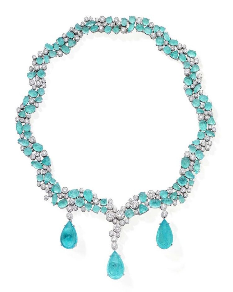 A cabochon cut paraiba tourmaline necklace by Martin Katz