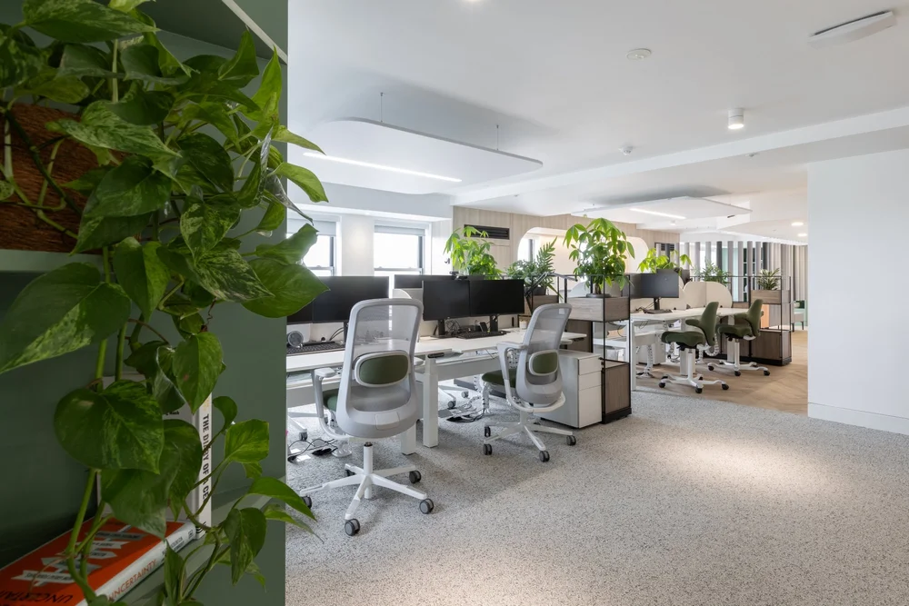 Workstations with planting and acoustic screens
