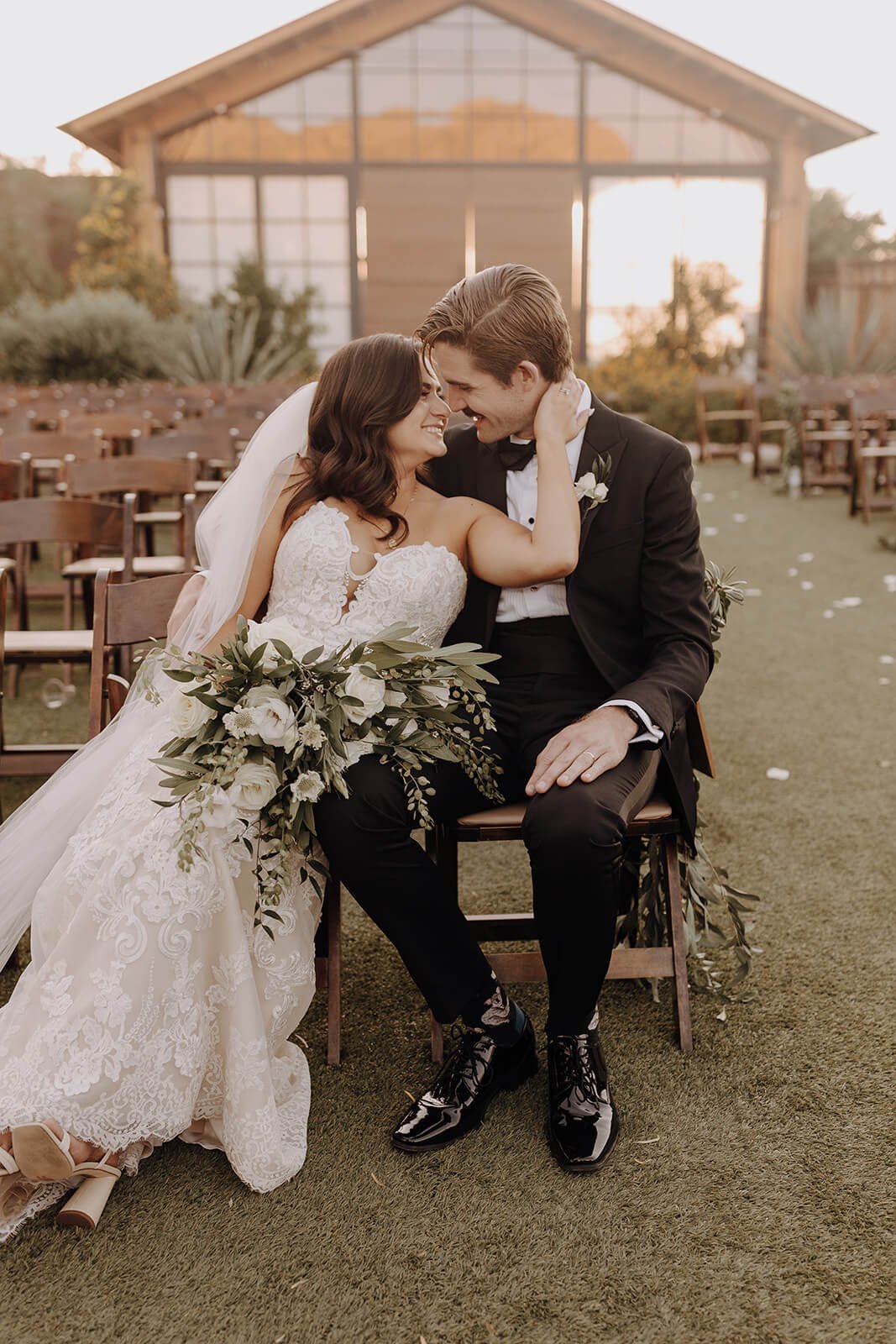 Bride and groom at The Paseo in Arizona desert wedding