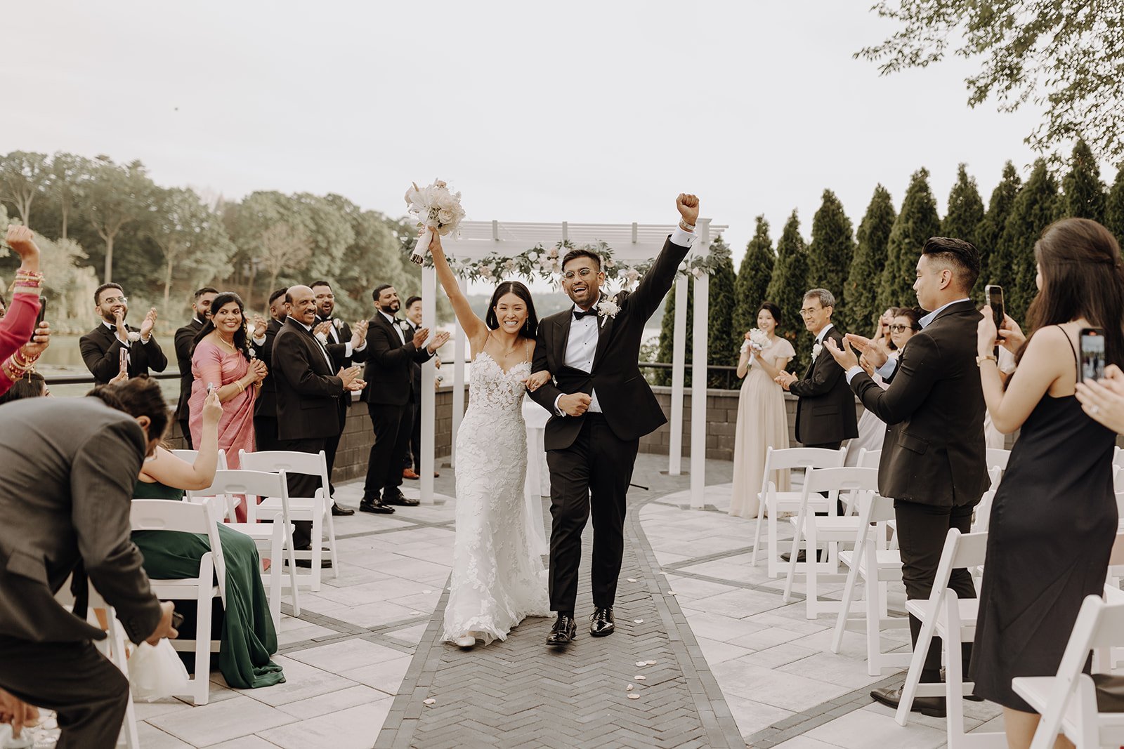 Bride and groom recessional at destination wedding in New York City