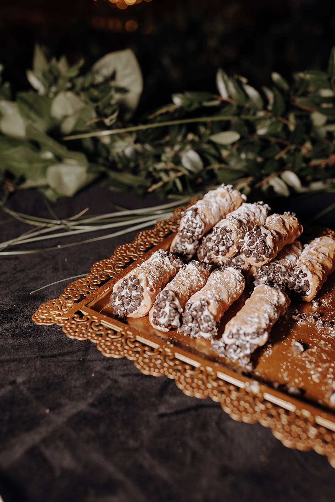 Elegant desert table with gold details at Blackstone Country Club wedding