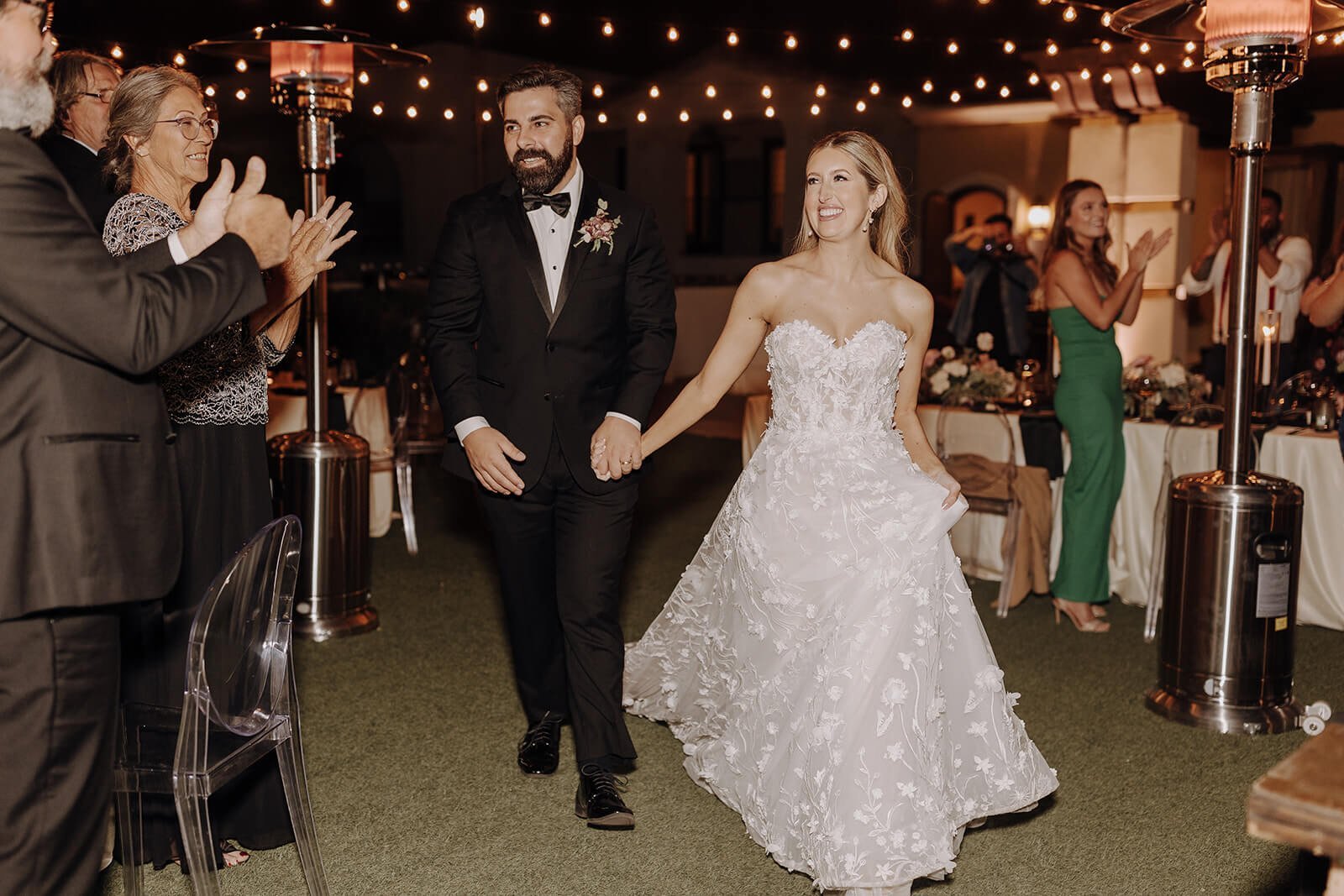 Bride and groom reception entrance at luxury Scottsdale wedding