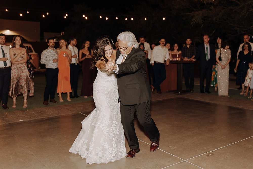 Bride and father first dance at The Paseo wedding reception