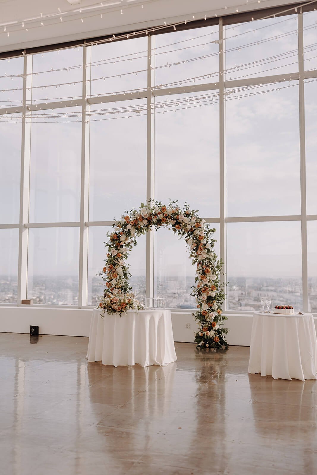 Floral arch at Los Angeles wedding