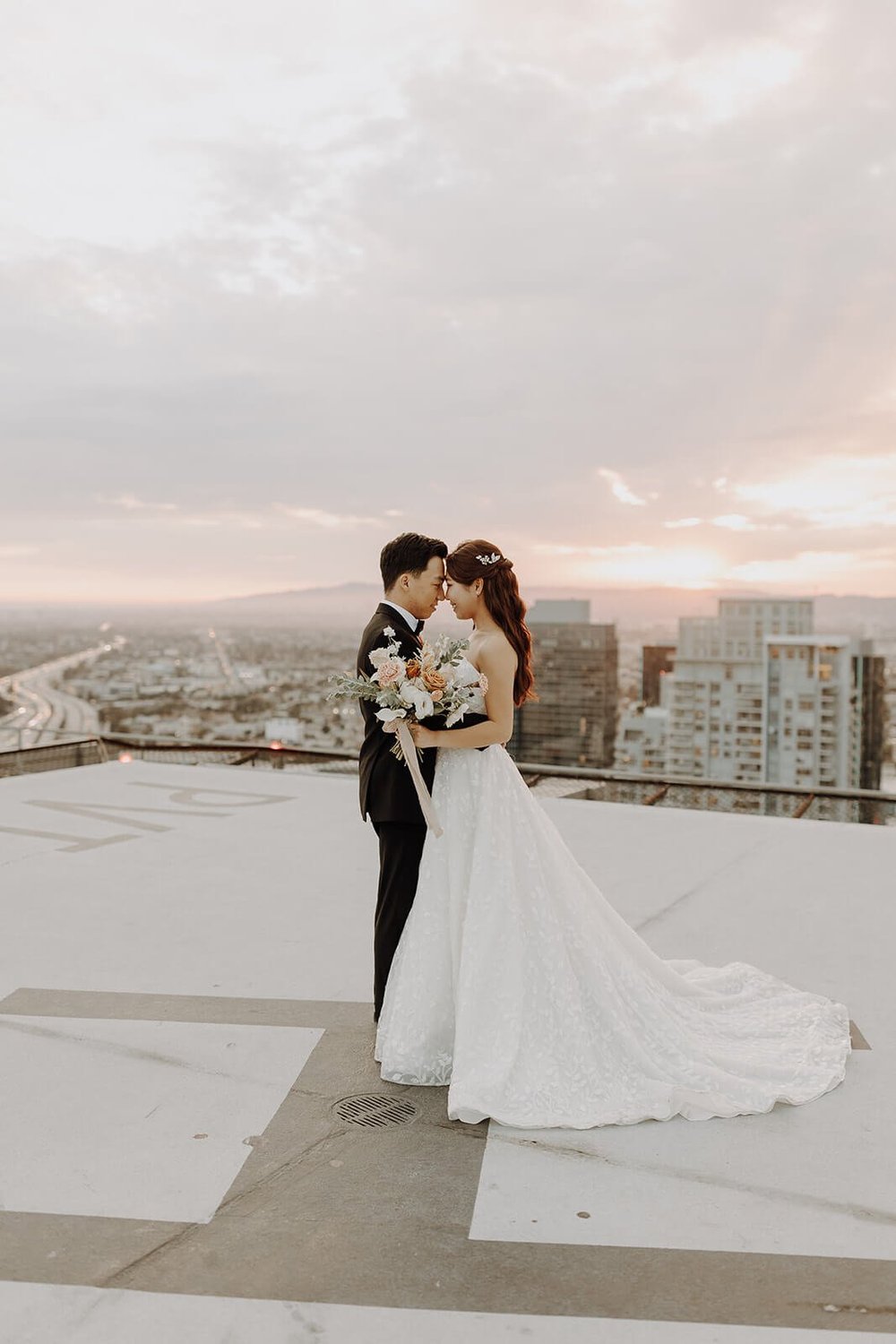 Sunset couple portraits at Los Angeles wedding