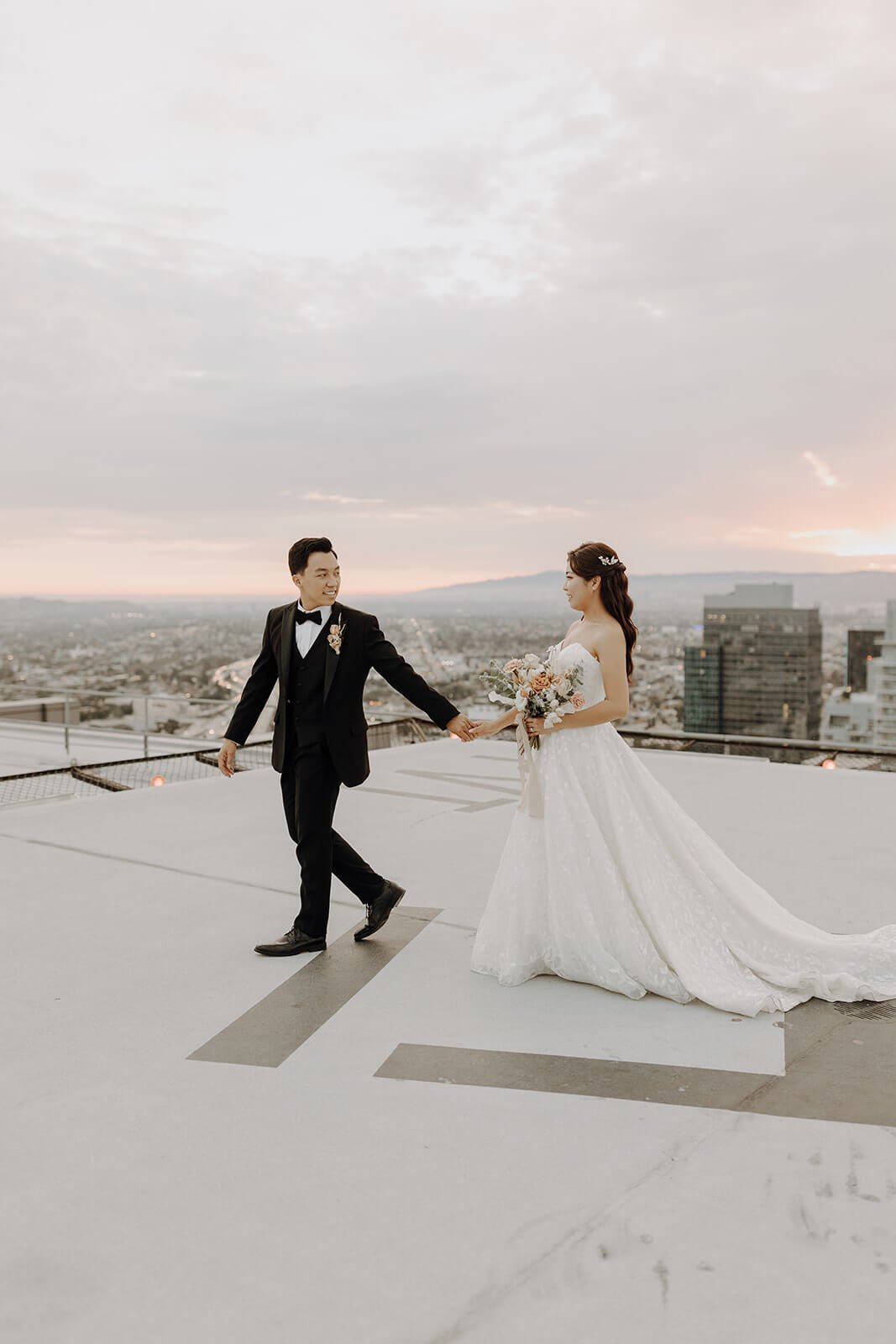 Sunset couple portraits at Los Angeles wedding