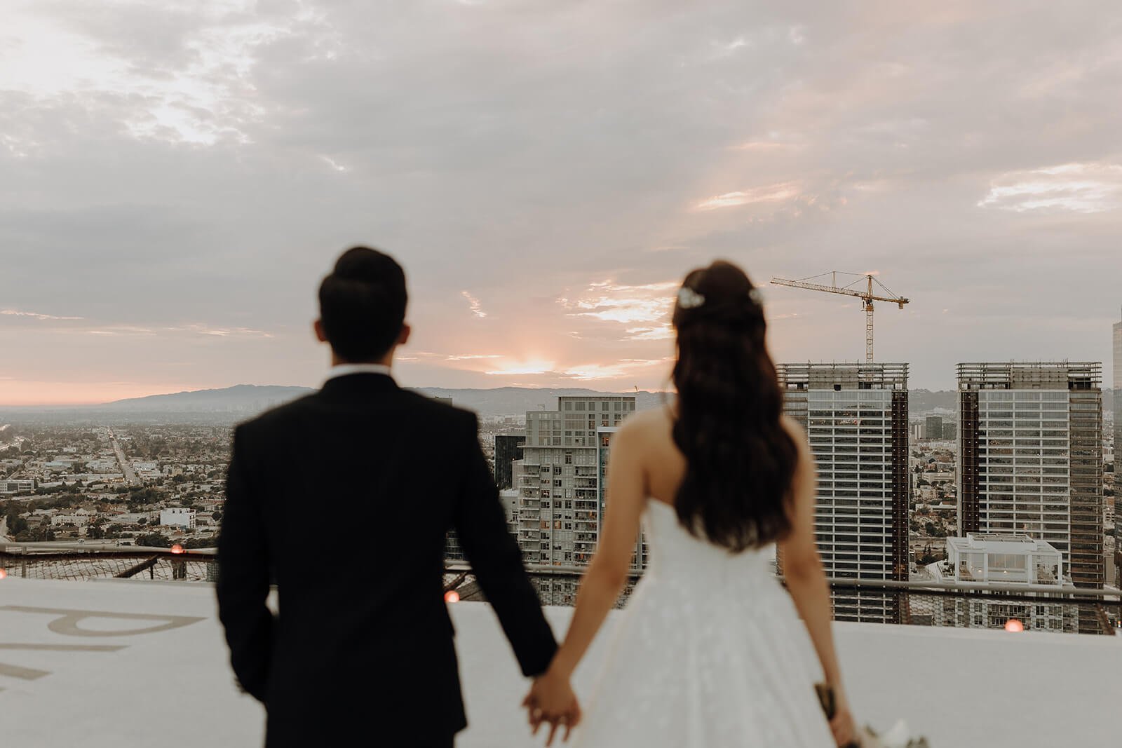 Sunset couple portraits at southern California wedding