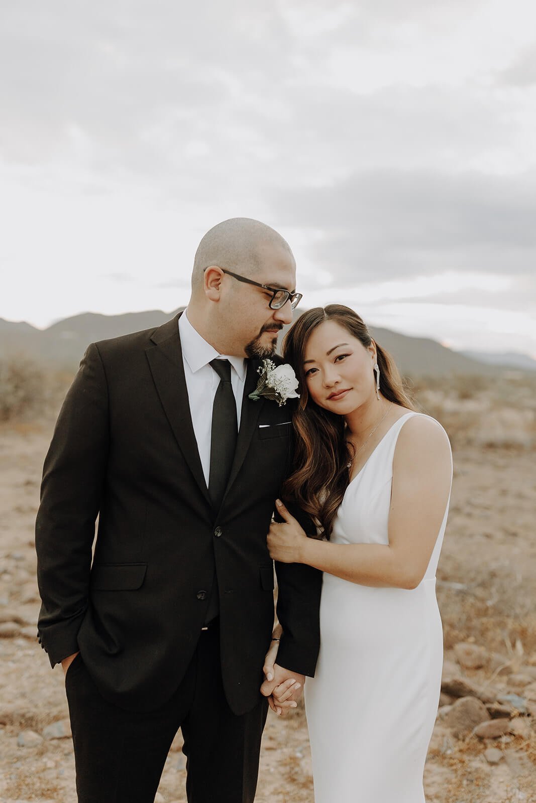Bride and groom couple portraits in the Arizona desert