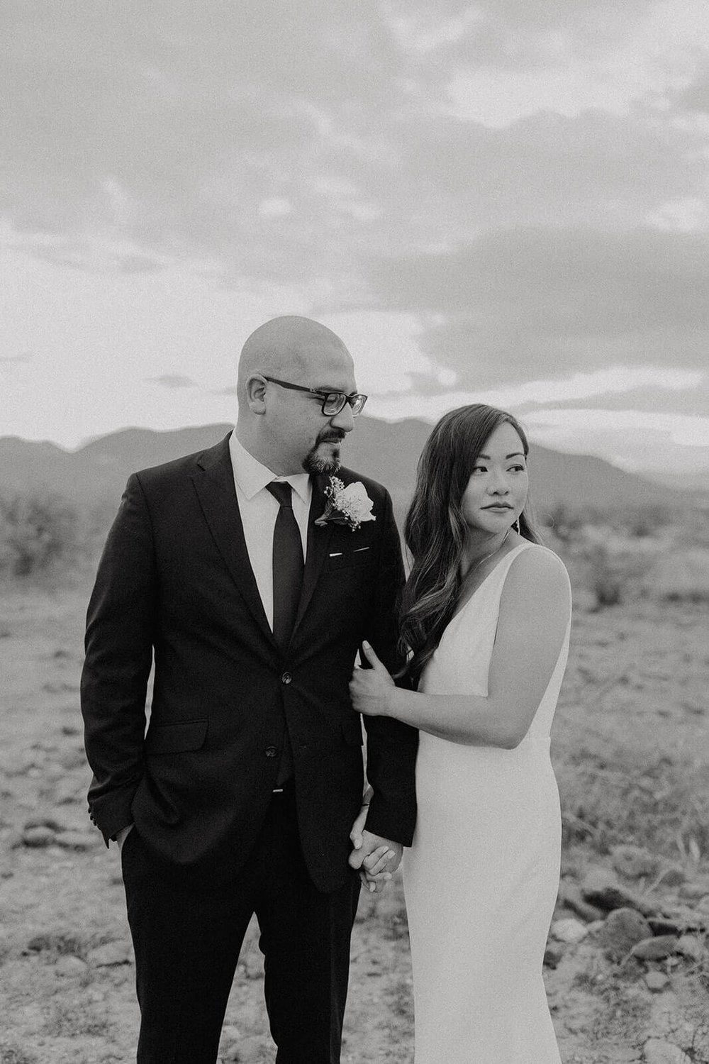 Bride and groom couple portraits in the Arizona desert