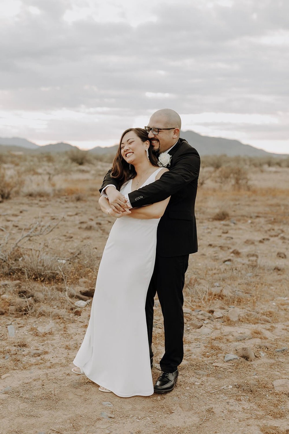 Bride and groom couple portraits in the Arizona desert