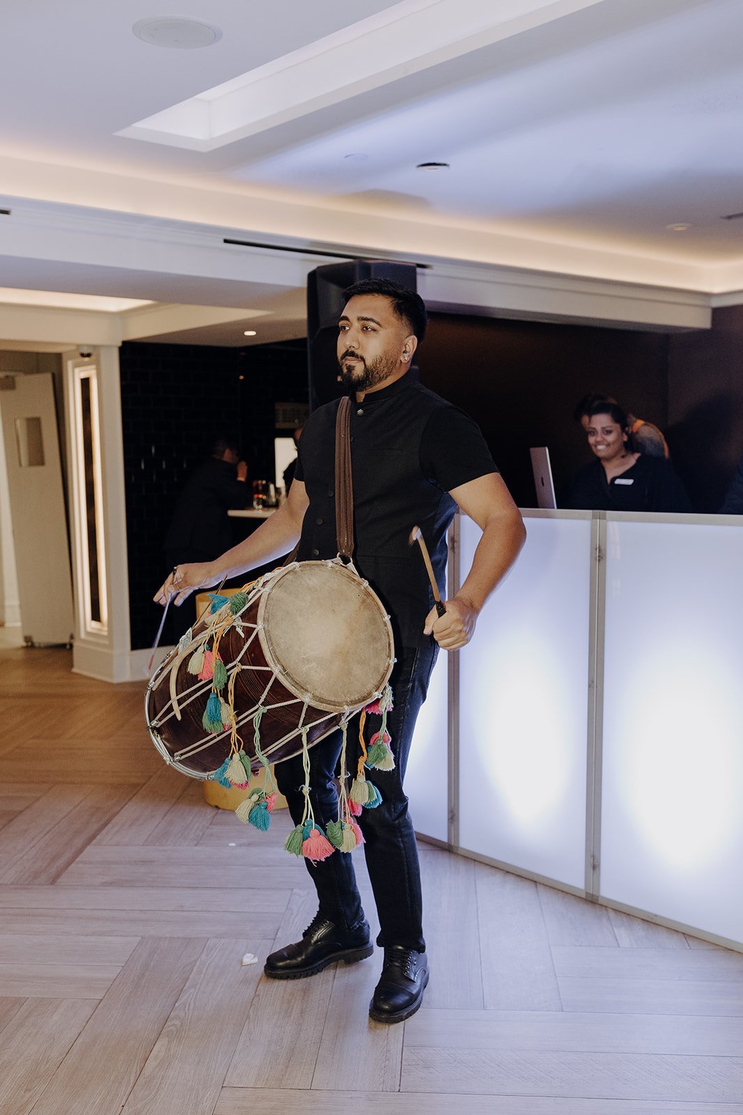 Drummer at NYC city wedding reception