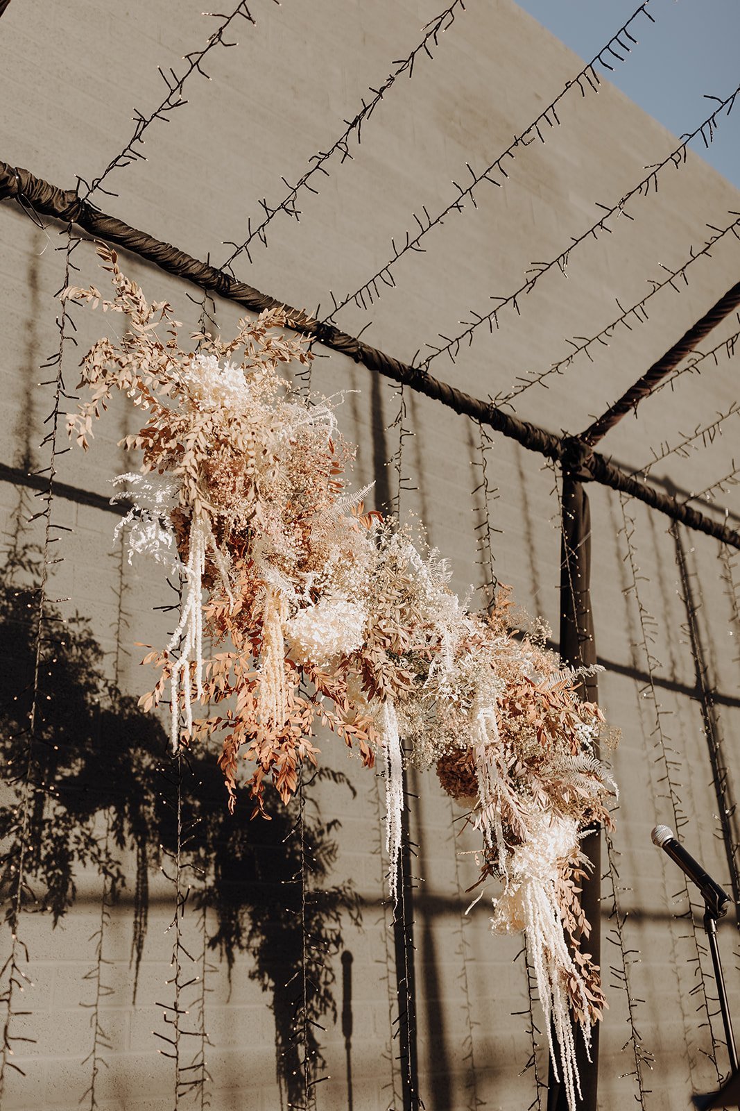 Neutral toned hanging dried floral arrangement