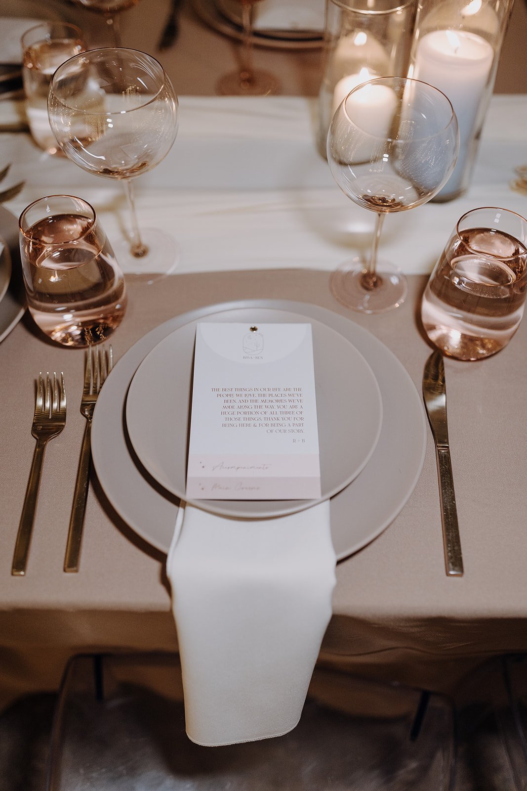 Neutral place setting at Persian wedding
